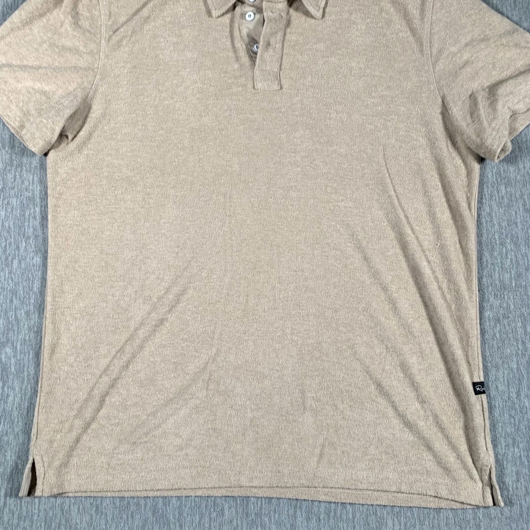 Rails Rails Polo Shirt Mens Medium Beige Terry Cloth Textured Short Sleeve Casual Polo Shirt Rails Logo Tab Short Sleeve Mens Medium Beige Solid 100% Cotton Size US M / EU 48-50 / 2 - 3 Thumbnail