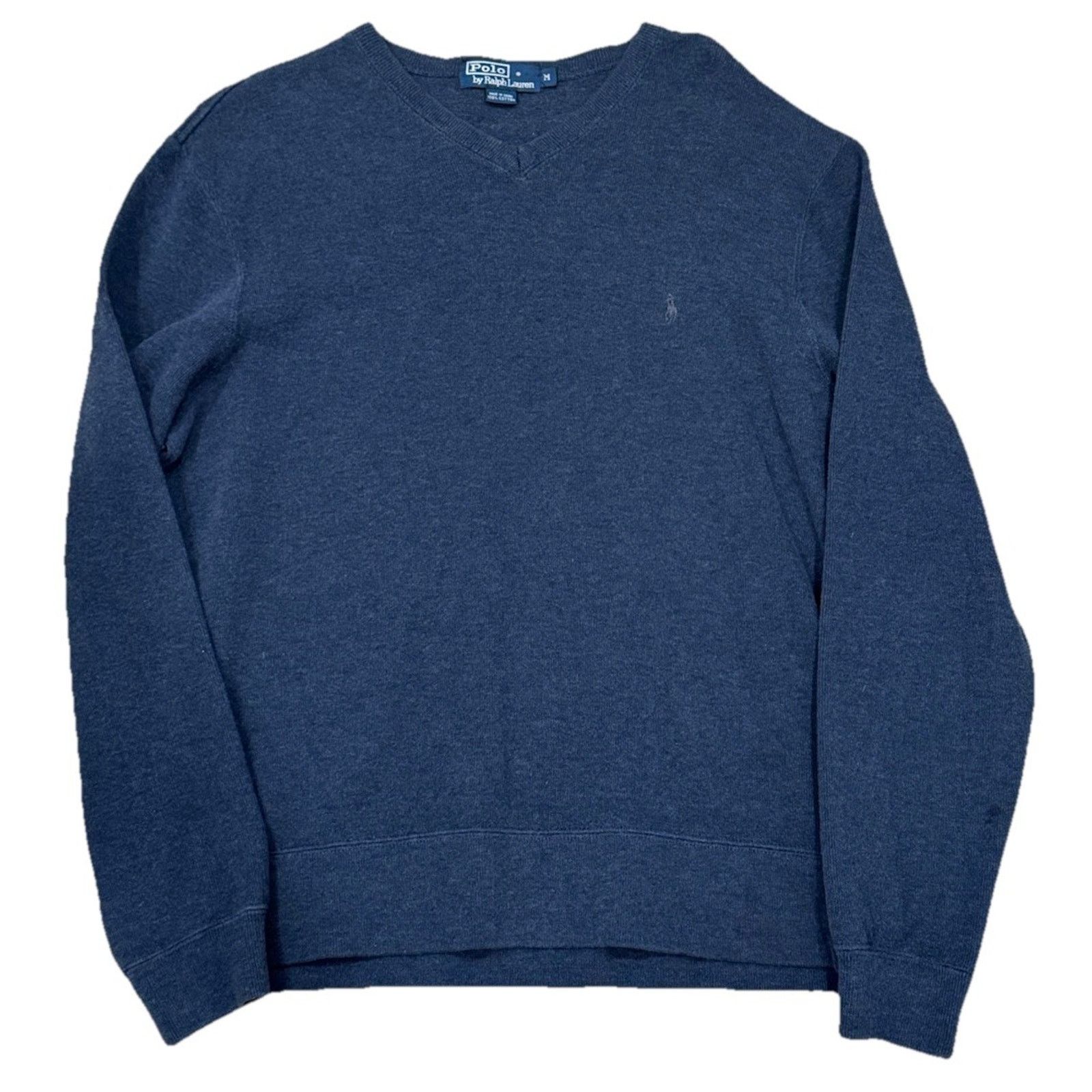 Polo Ralph Lauren Vintage Polo Ralph Lauren V-Neck Sweater Cotton Navy Blue Size US M / EU 48-50 / 2 - 1 Thumbnail