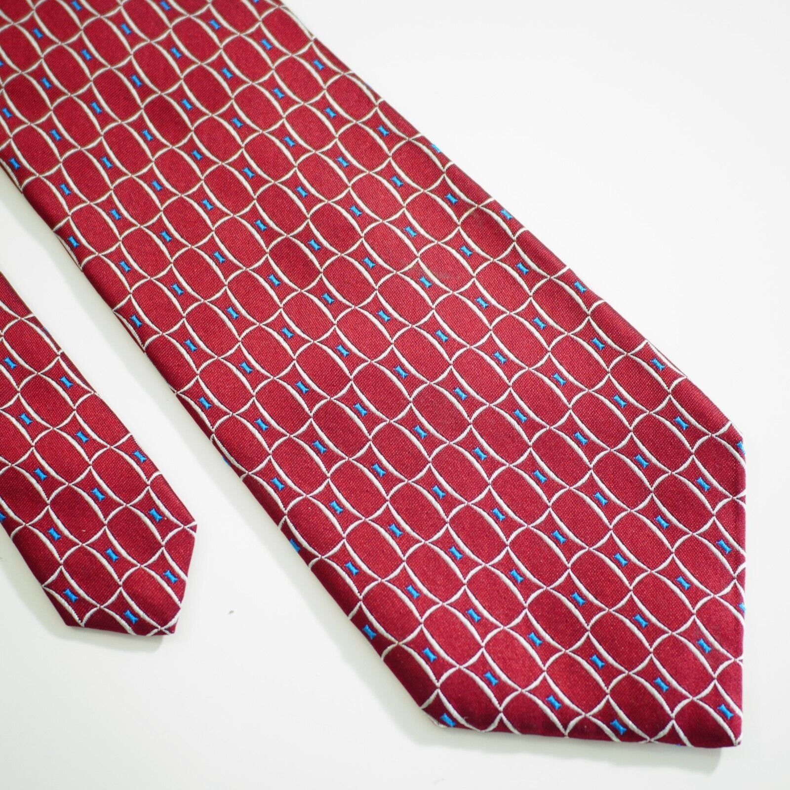 Paul Fredrick Paul Fredrick Red Blue Geometric Abstract Woven Wide Silk Ti Size ONE SIZE - 1 Thumbnail