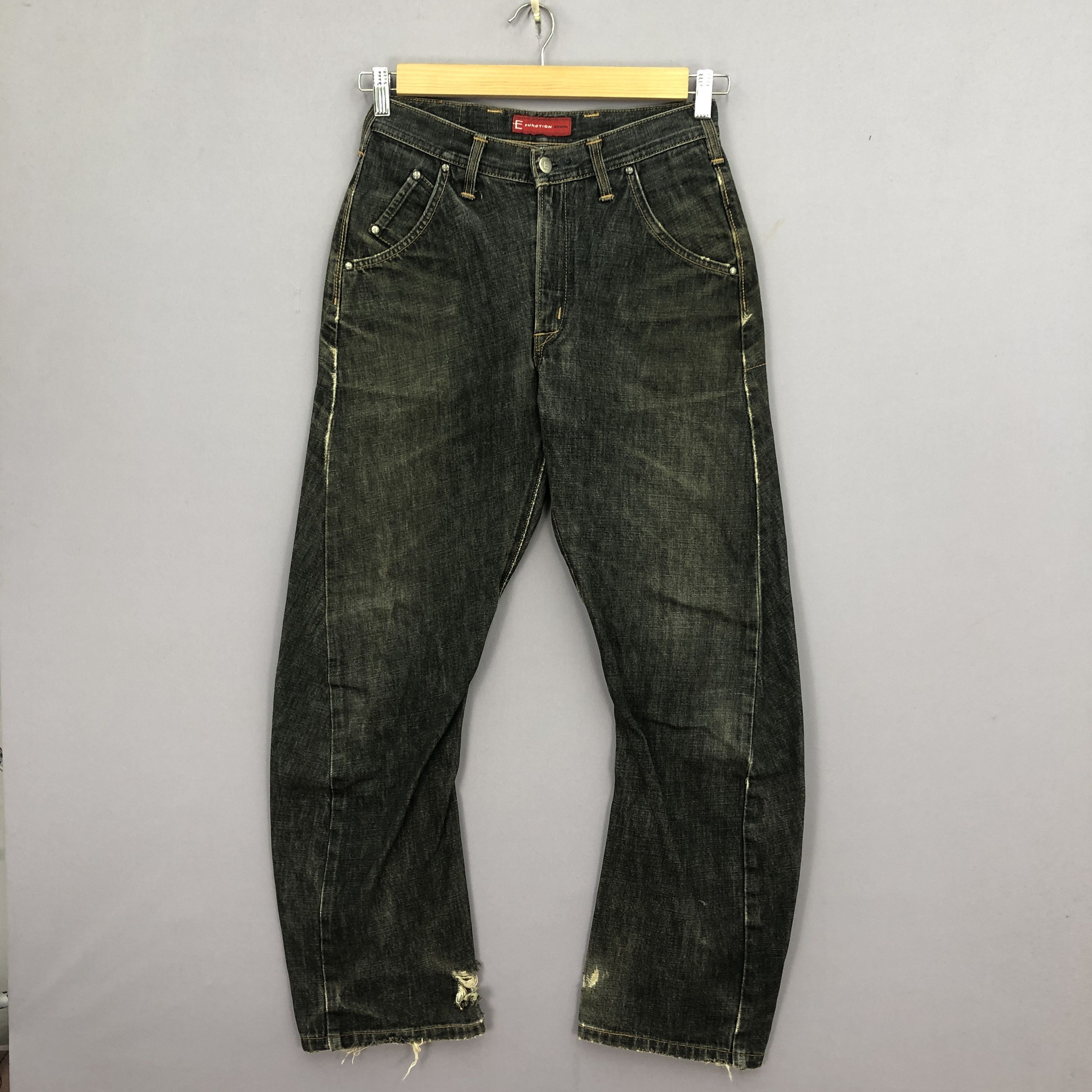 Japanese Brand Vintage Edwin E Function Jeans Ripped Indigo Denim GF30247 Size 26" / US 2 / IT 38 - 1 Thumbnail