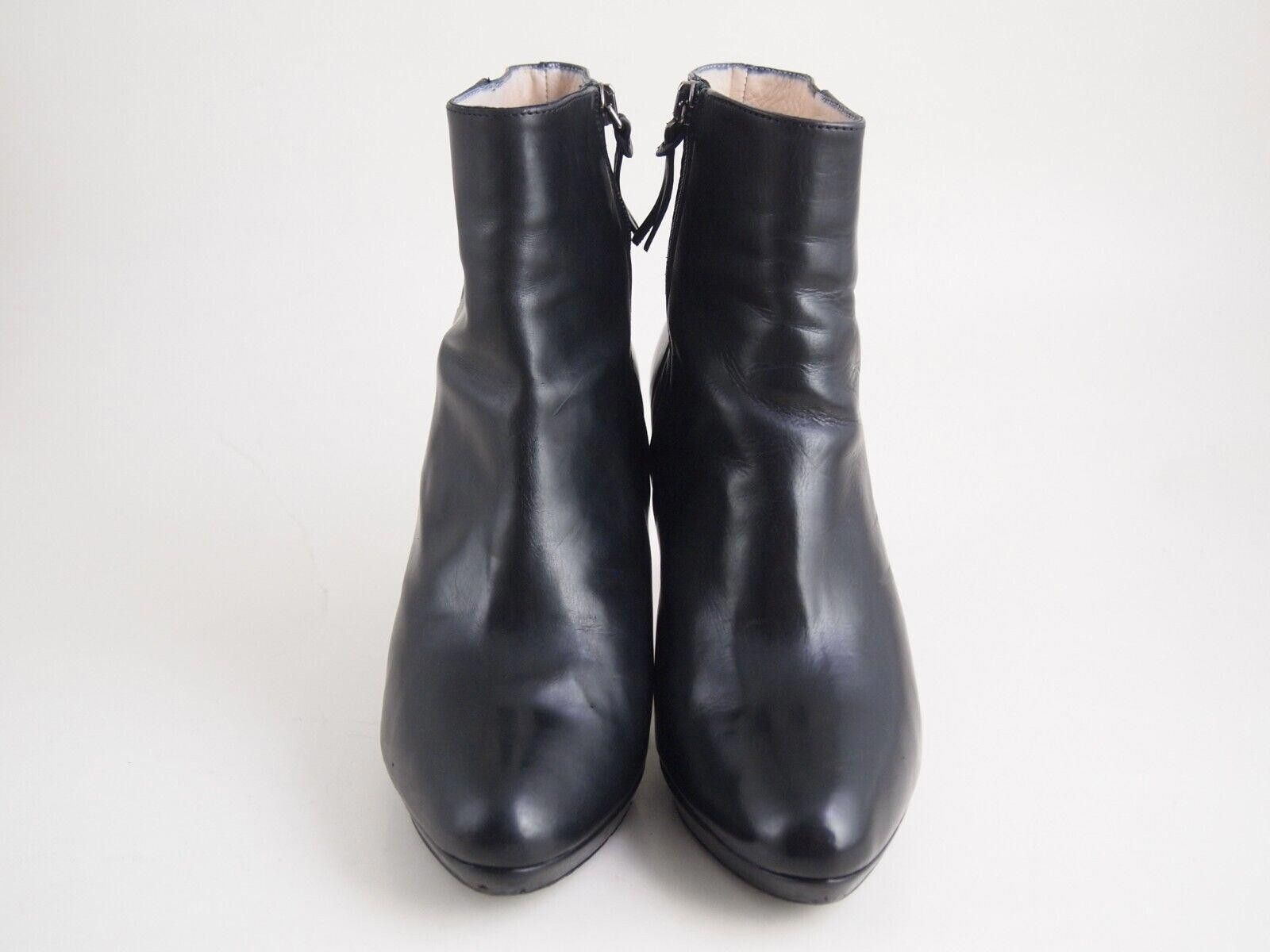 Designer Benci Brothers Booties Black Leather Mid Heel US 6.5 EU 36.5 Size US 6.5 / IT 36.5 - 3 Thumbnail