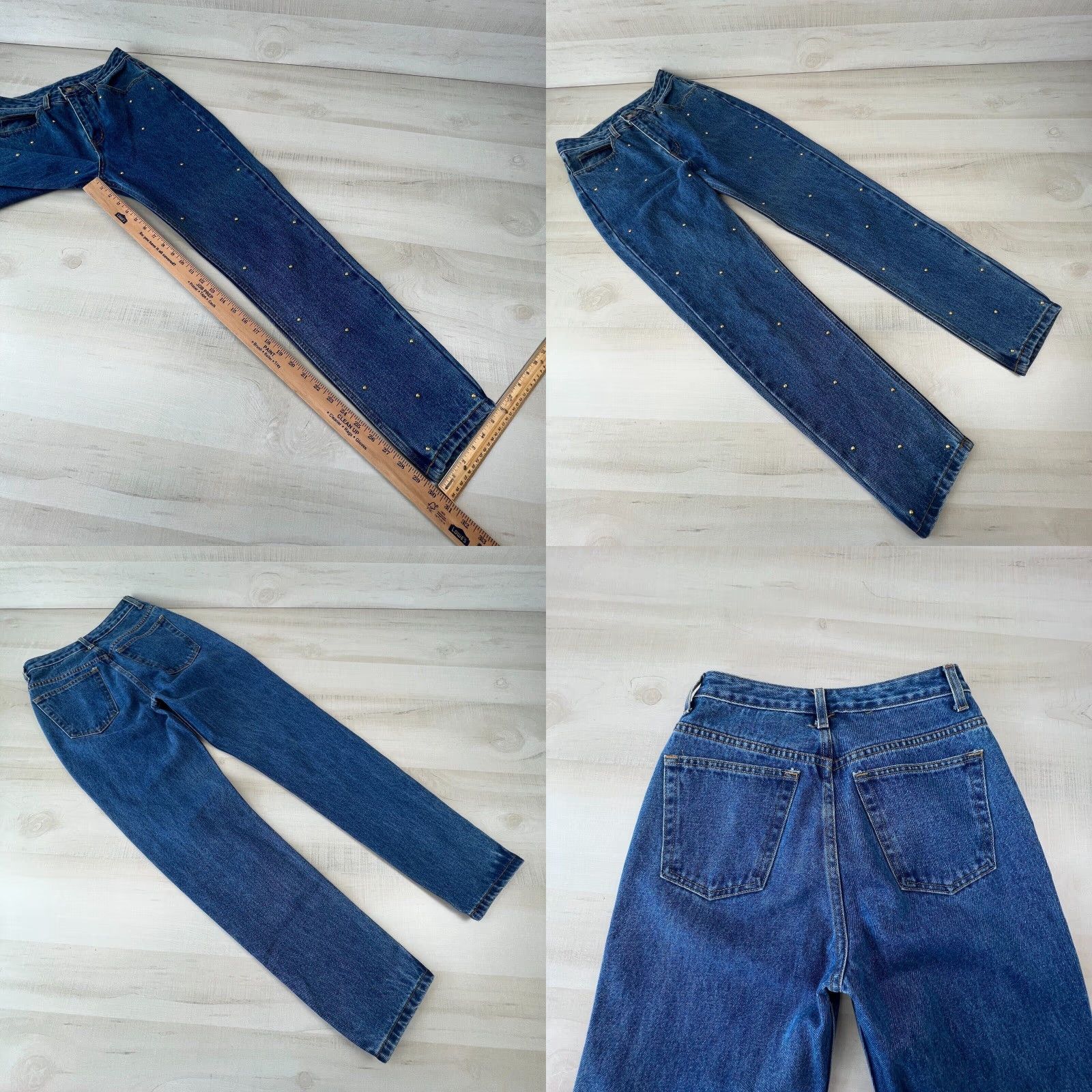 Vintage VINTAGE Frederick's of Hollywood Women Mom Jeans 7 Juniors High Waist Blue Gold Beads Size 28" / US 6 / IT 42 - 8 Thumbnail