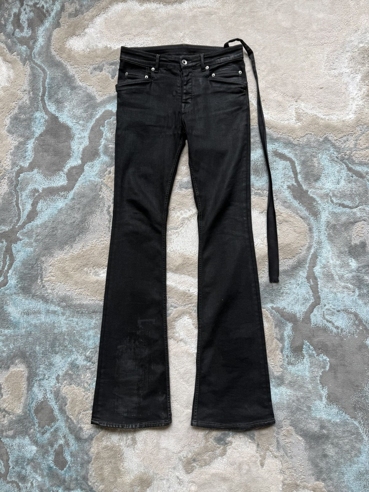 Rick Owens Drkshdw Rick Owen “Foil” Waxed Tyrone Bootcuts Size US 31 - 1 Thumbnail
