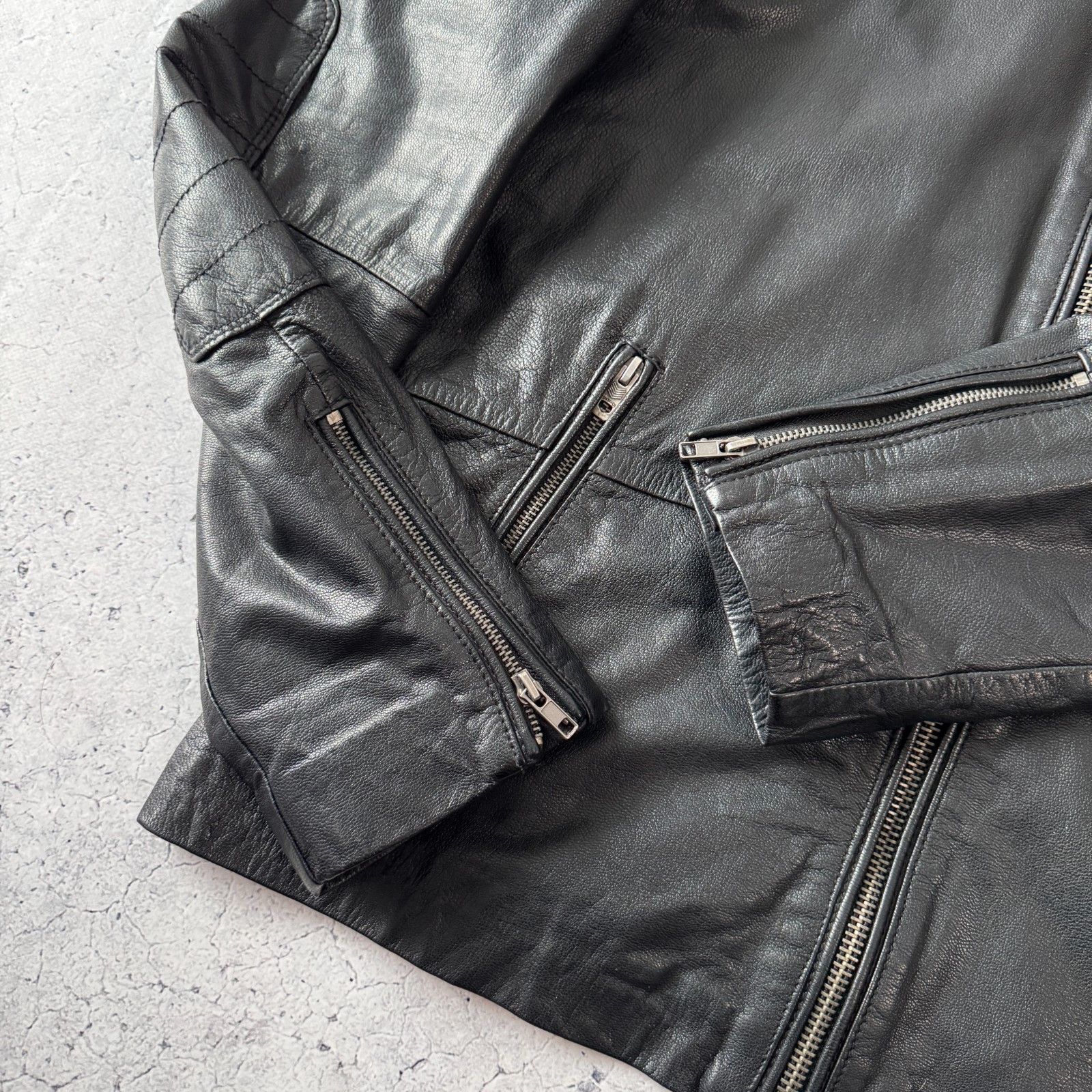 Diesel Diesel Superior Vintage Leather Biker Jacket Black Bomber Size US XL / EU 56 / 4 - 4 Thumbnail