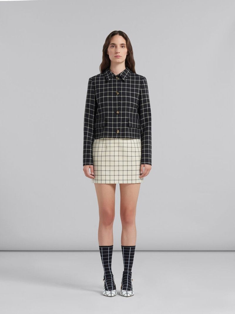 Marni o1y1125 Mini Skirt in Ivory/Black Size 27" / US 4 / IT 40 - 2 Thumbnail