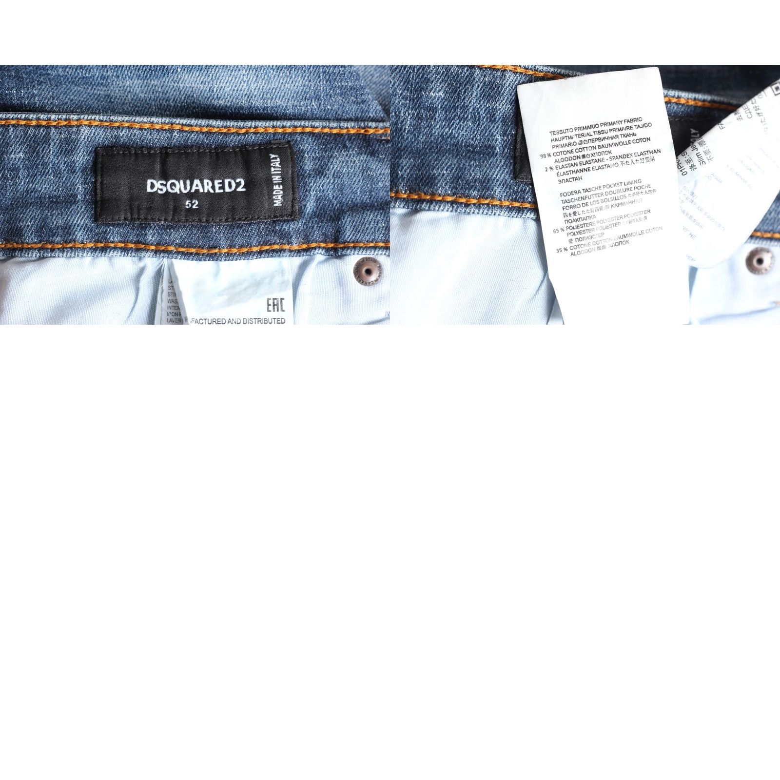 Dsquared2 DSQUARED2 Jeans Men Slim Fit Stretch 34x31 DZ7597 Blue Denim 5-Pocket Designer Vintage No Size US 36 / EU 52 - 8 Thumbnail