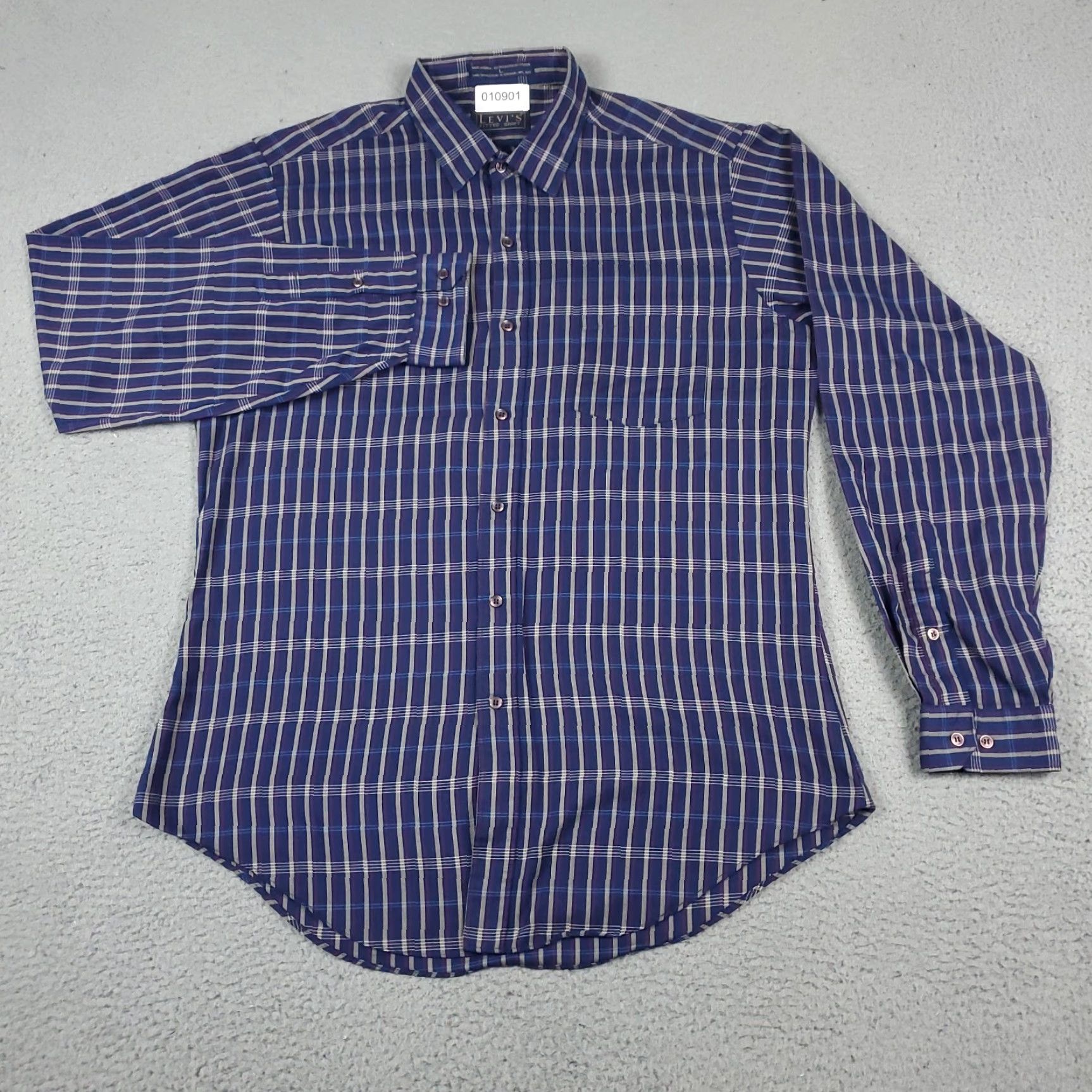 Levi's Levi's Shirt Mens Large Blue Plaid Long Sleeve Button-Up Cotton Blend Size US L / EU 52-54 / 3 - 2 Thumbnail
