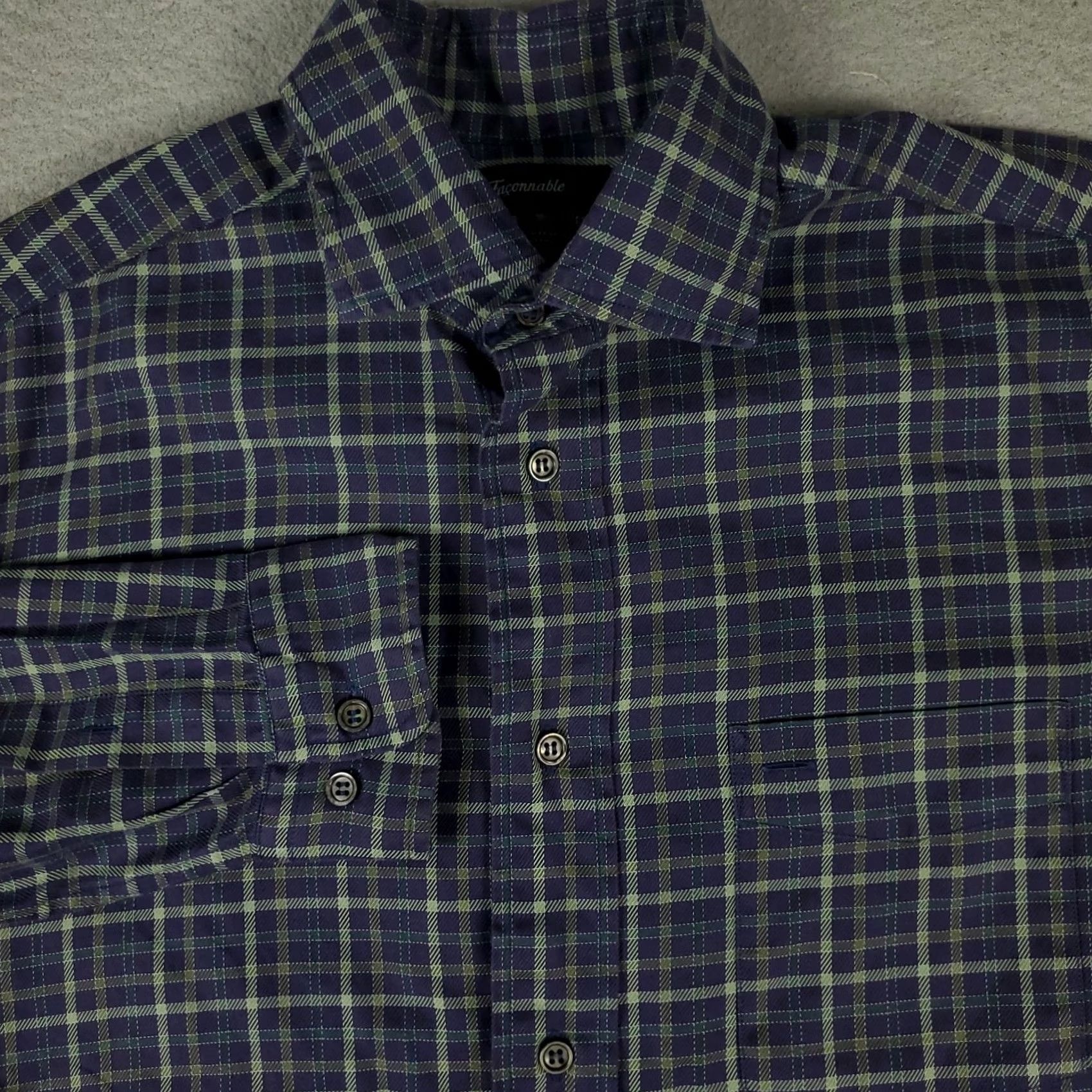 Faconnable Façonnable Shirt Mens Large Purple Plaid Flannel Button Up Long Sleeve Size US L / EU 52-54 / 3 - 2 Thumbnail