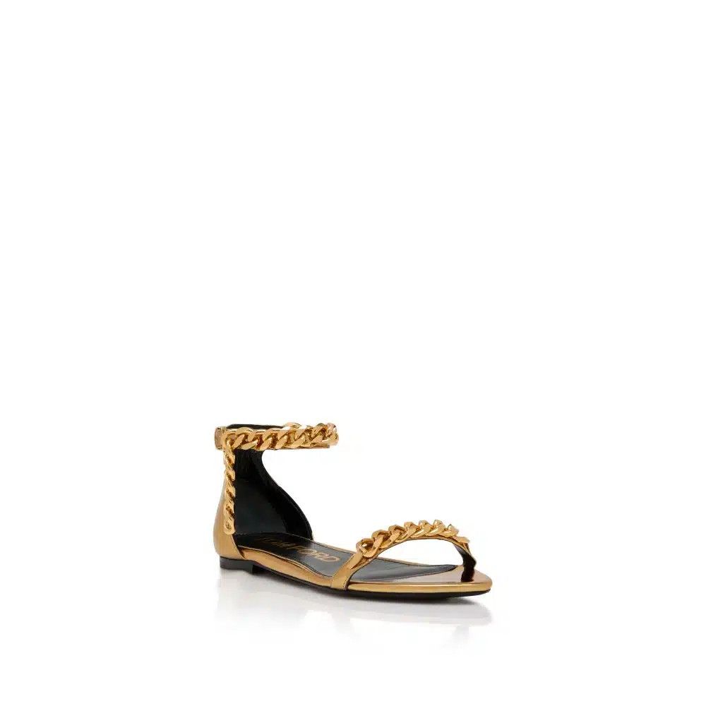 Tom Ford o1loc1c0325 W3067T Chain Flats in Gold Size US 9 / IT 39 - 2 Thumbnail