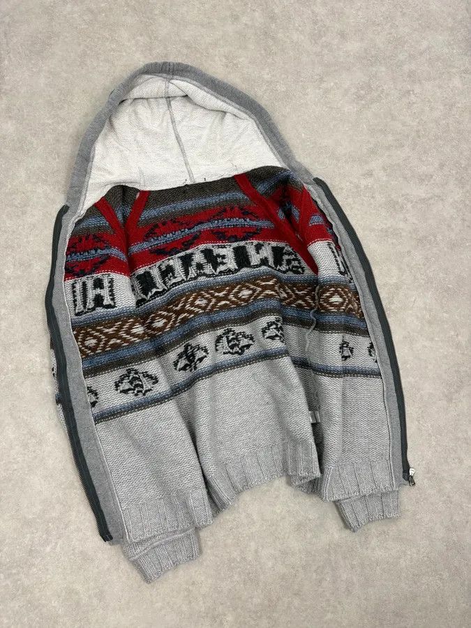 Dolce & Gabbana AW2004 Dolce & Gabbana Grey Wool Eagle Intarsia Zip Hoodie Size US S / EU 44-46 / 1 - 8 Thumbnail