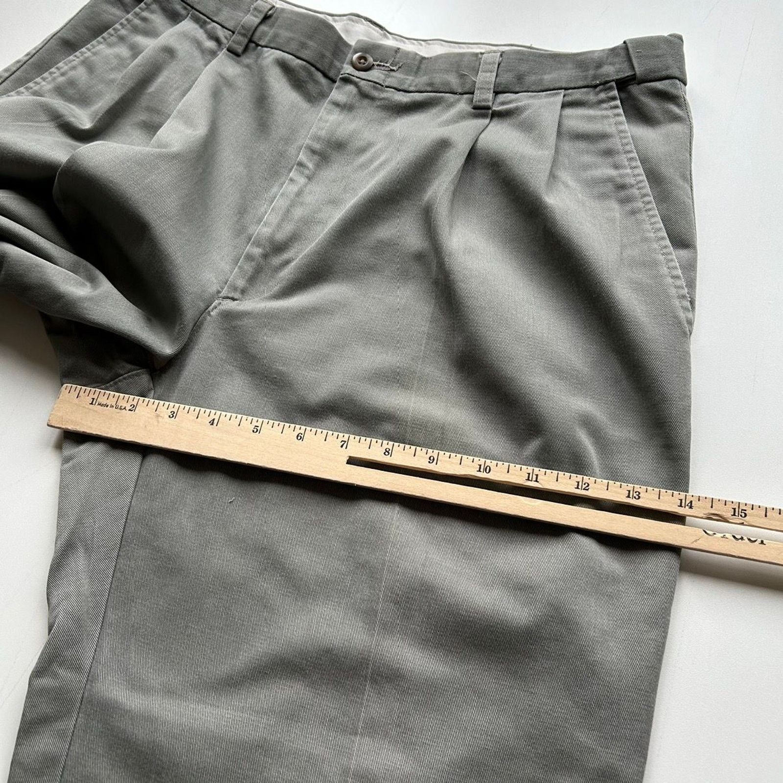 Vintage Vintage 2000s Faded Green Pleated Cropped Dress Pants 36x27 Size US 36 / EU 52 - 7 Thumbnail
