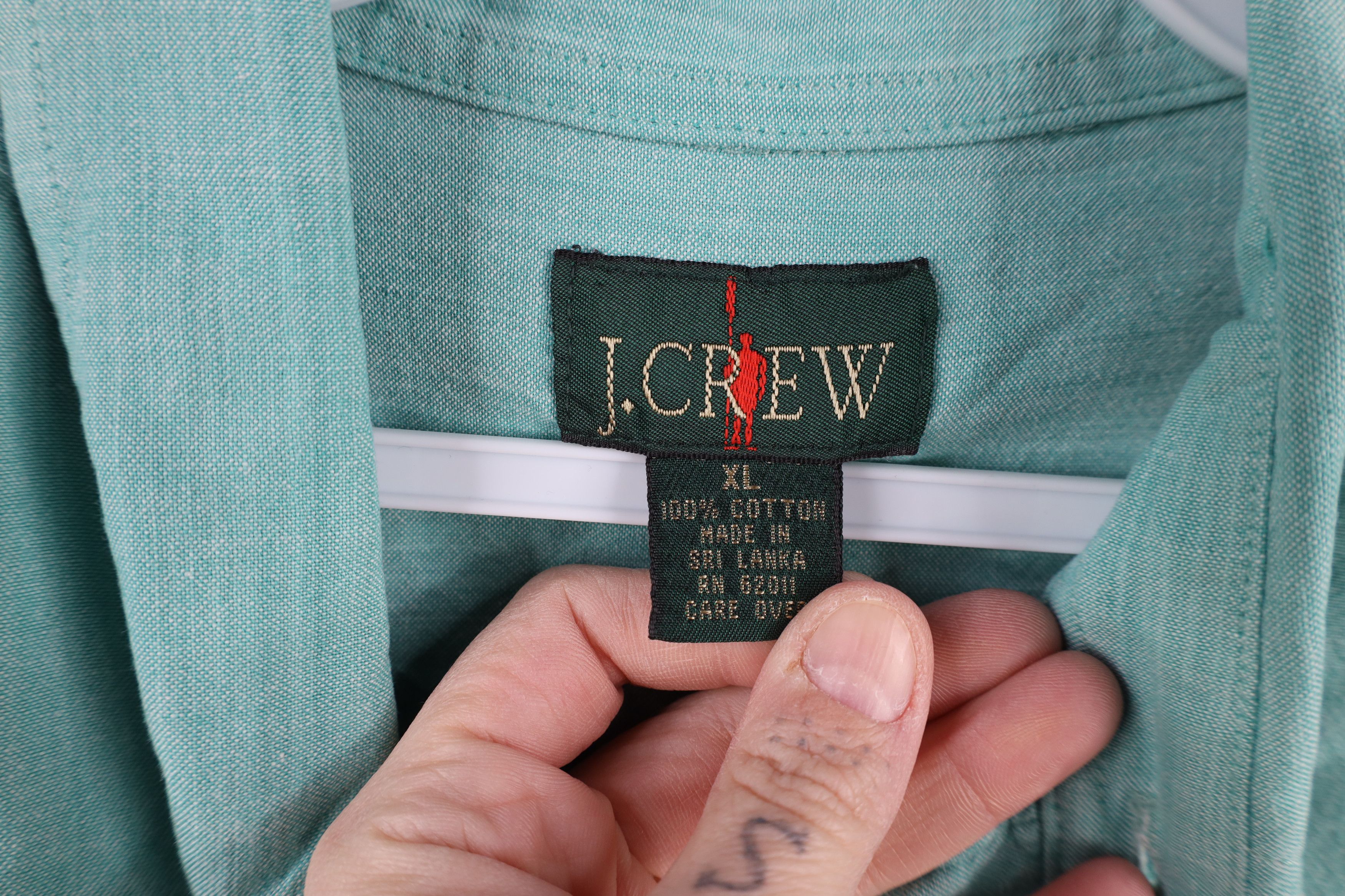 J.Crew × Vintage Vintage 90s J Crew Chambray Button Down Shirt Green Cotton Size US XL / EU 56 / 4 - 9 Thumbnail