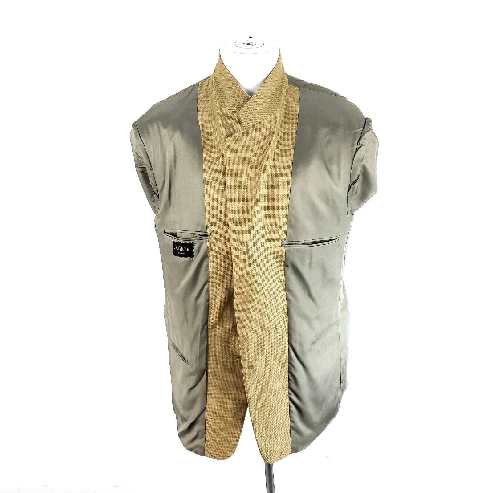 Jack Victor Jack Victor Wool Silk 2 Button Sport Coat Blazer 42R Tan Bas Size 42R - 8 Thumbnail