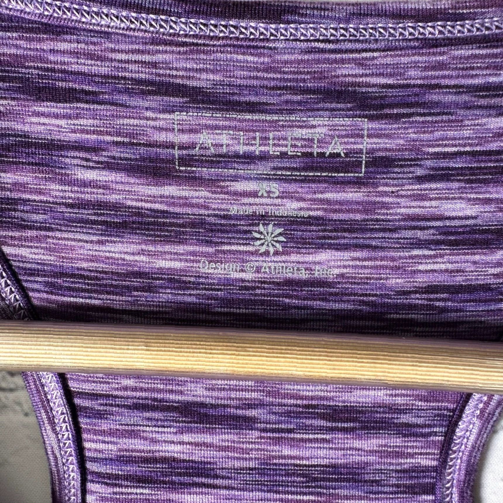 Athleta Athleta Tank Top Racerback XS Purple Space Dye with Drawstring Hem Built-In Bra Moisture Wicking Activewear Shirt Woman Size XS / US 0-2 / IT 36-38 - 2 Thumbnail