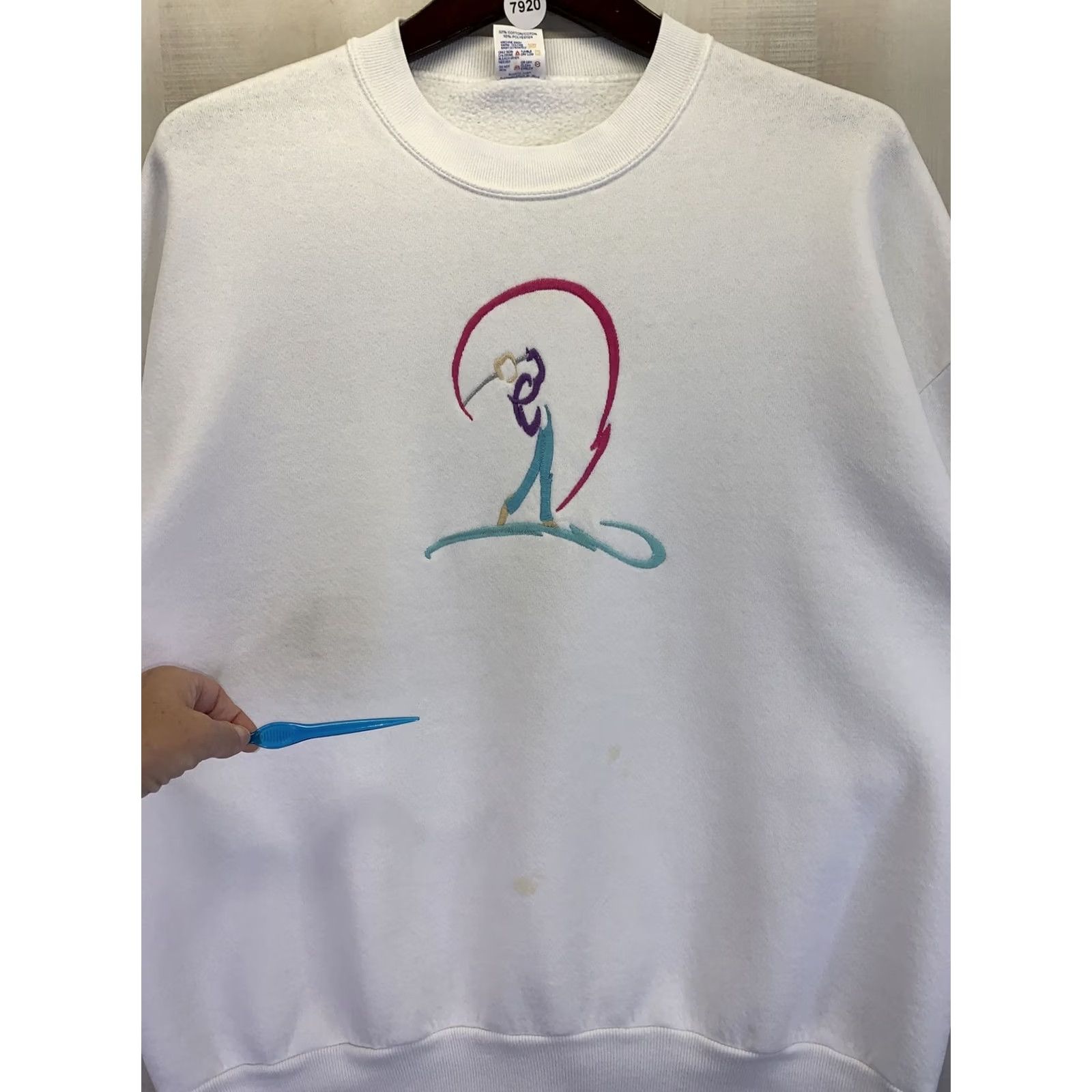 Jerzees VINTAGE Jerzees Womens Embroidered Golf Sweatshirt XL-7920 White 1990s USA Cotton Blend Shirt Womens XL-7920 Size XL / US 12-14 / IT 48-50 - 4 Thumbnail