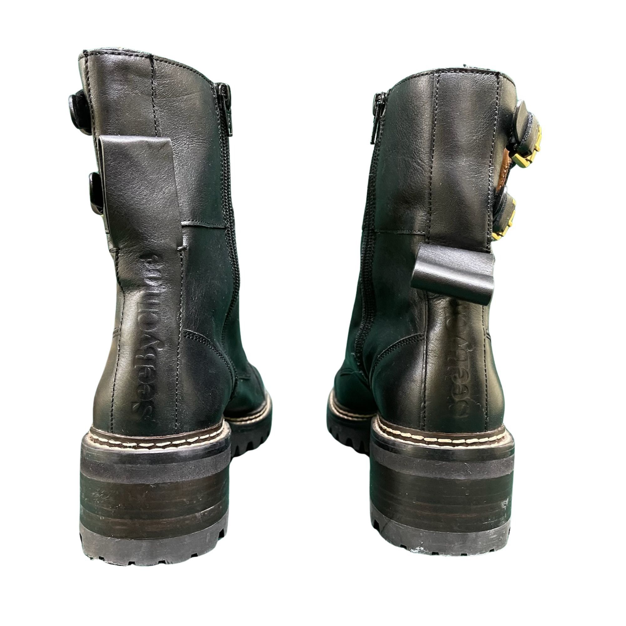 Chloe Chloé Mallory Black Leather Combat Boots Size 8 With Side Zi Size US 8 / IT 38 - 3 Thumbnail