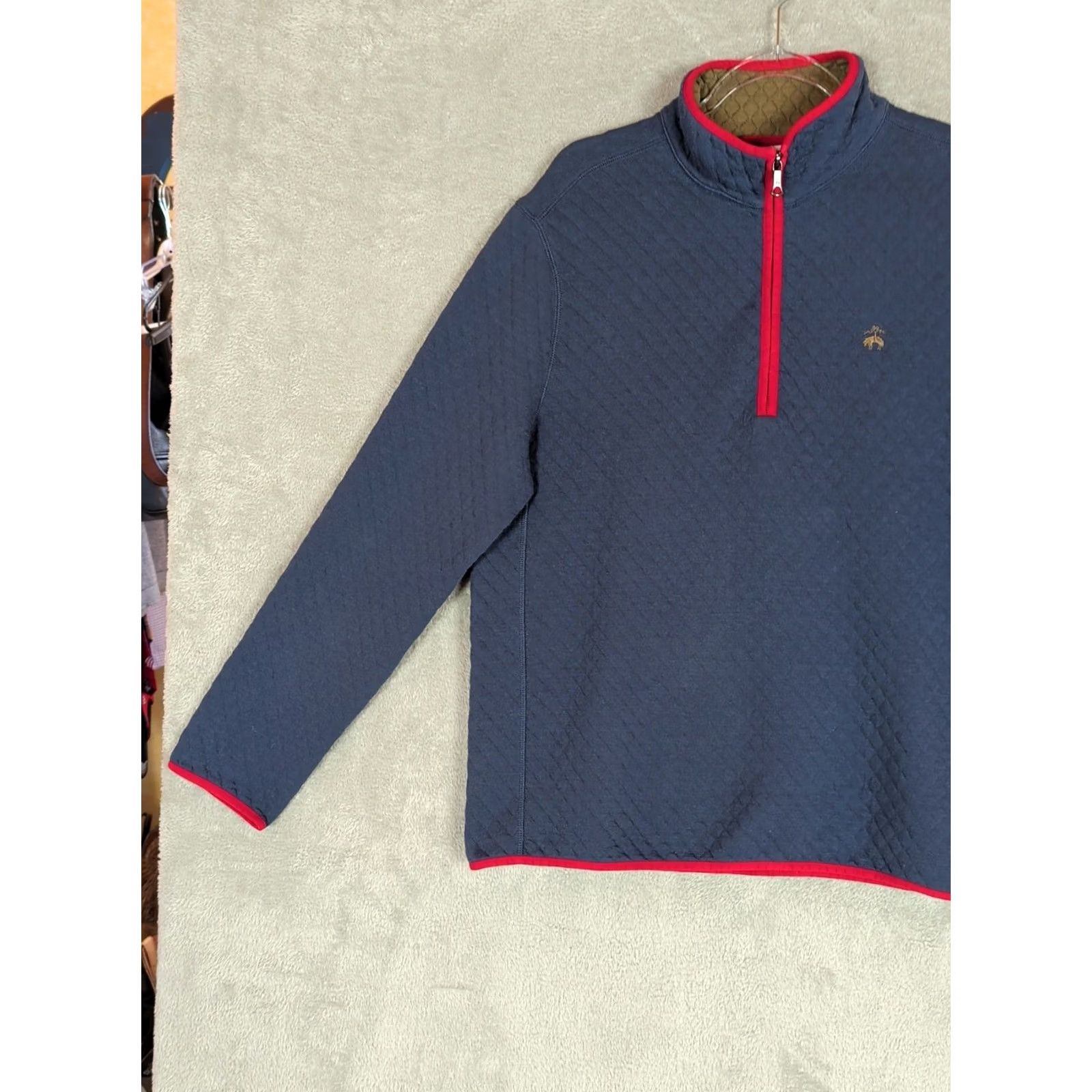 Brooks Brothers Brooks Brothers Diamond Quilted Pullover Mens M Blue 1/4 Zip Lined Knit Sweatshirt Pullover Casual Office Size US M / EU 48-50 / 2 - 2 Thumbnail