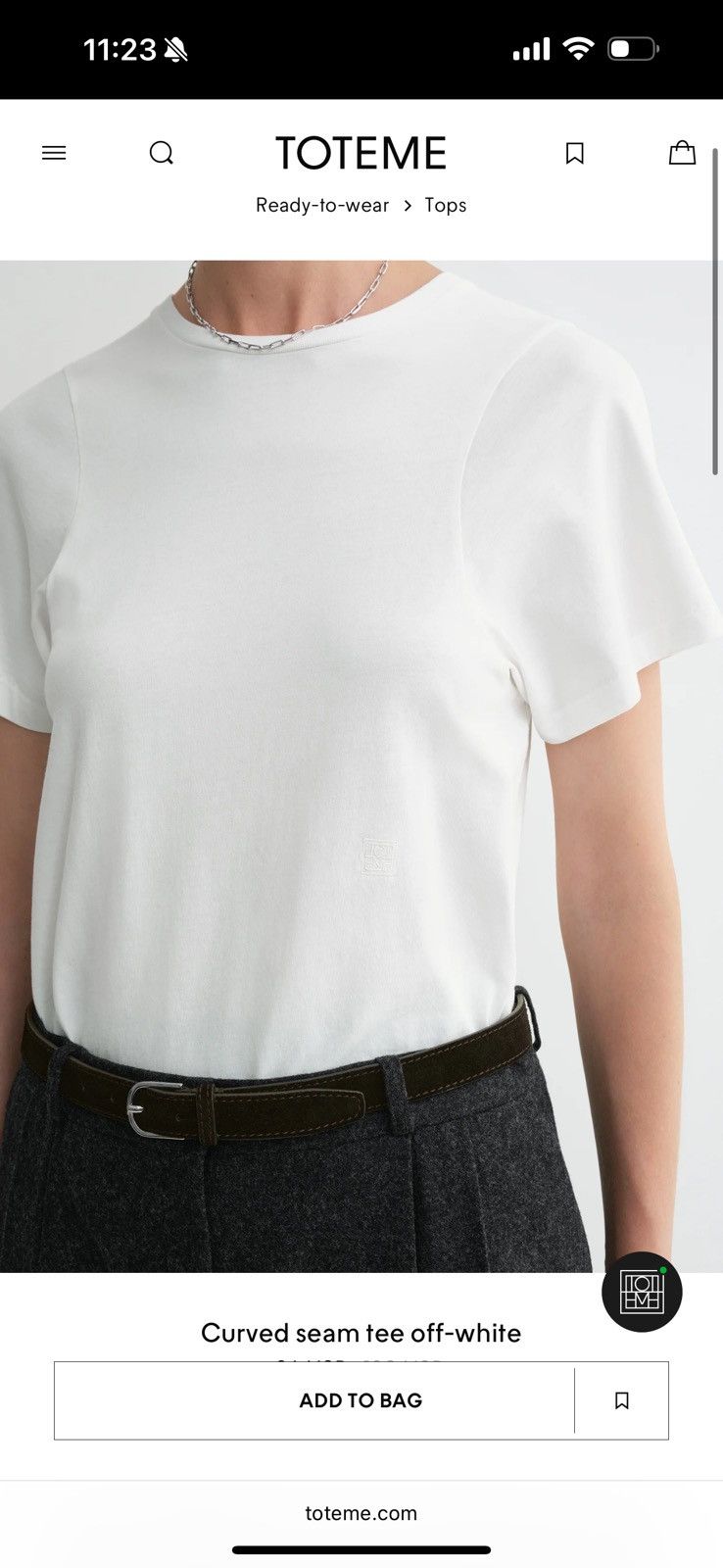 Toteme Toteme Curved seam tee off-white size S Size S / US 4 / IT 40 - 3 Thumbnail