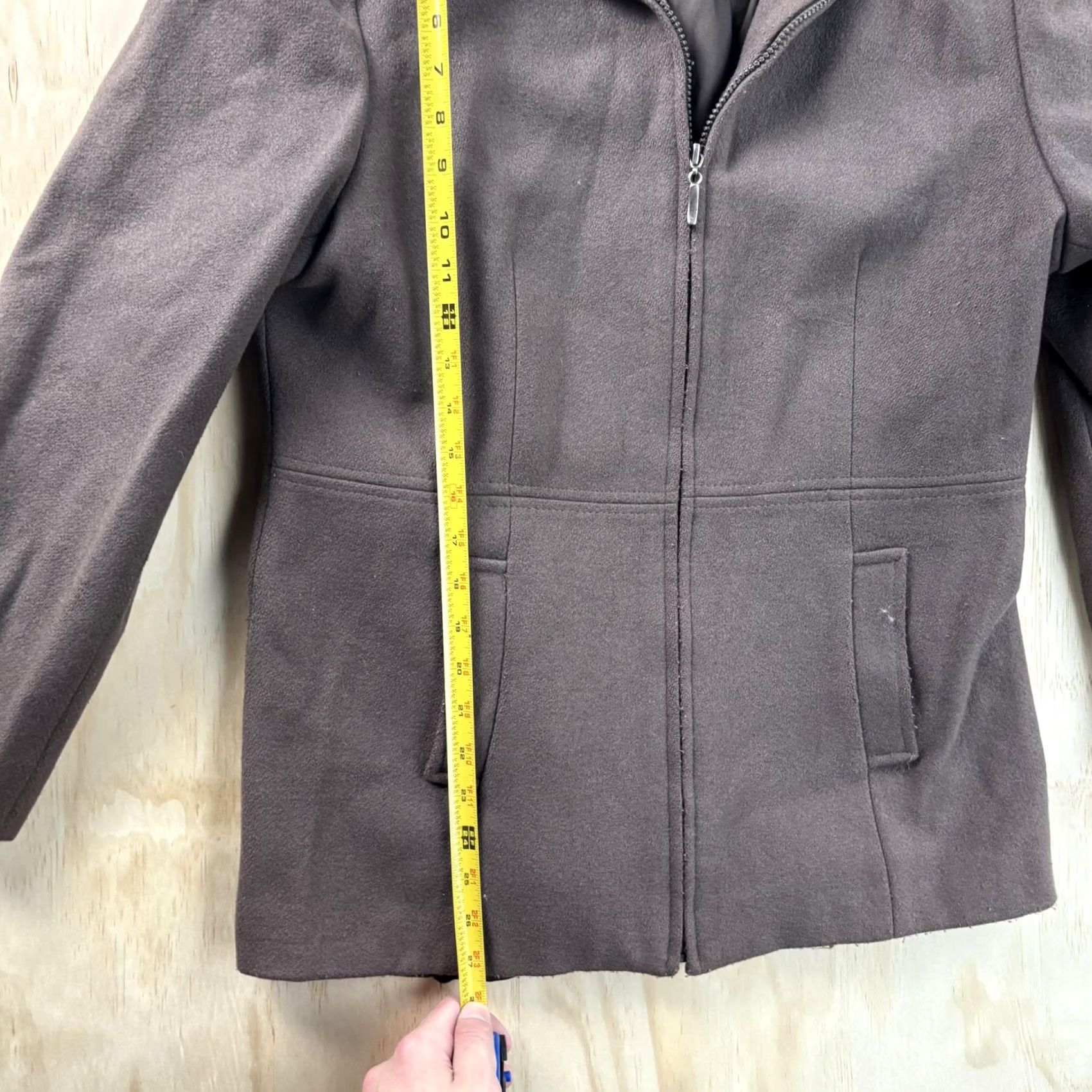Vintage Mario De Pinto Jacket Womens M Brown Wool Sherpa Collar Zip Pockets USA Size M / US 6-8 / IT 42-44 - 3 Thumbnail