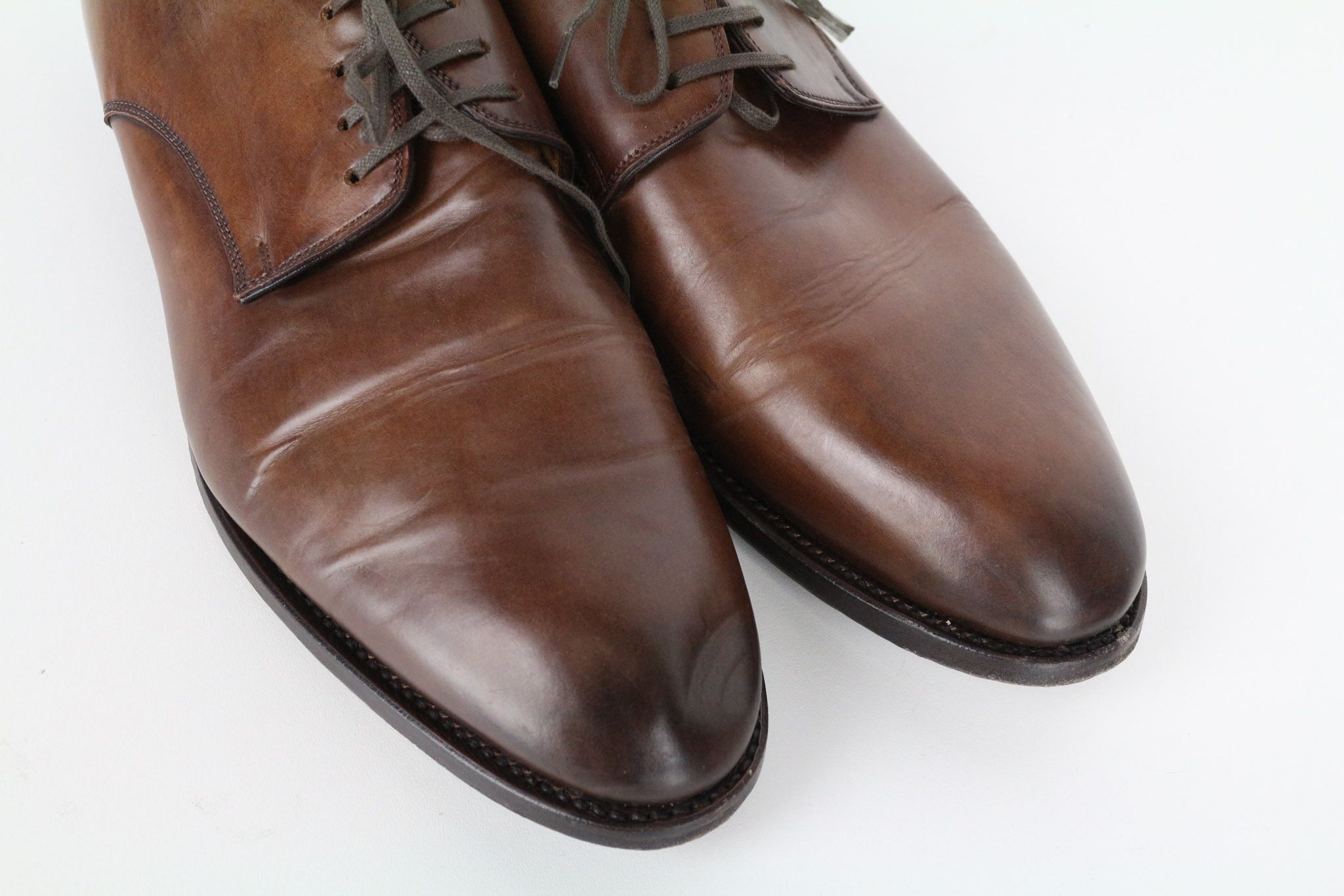 EU44.5 Brown Calf Leather Lace-Up Derby Shoes 73518