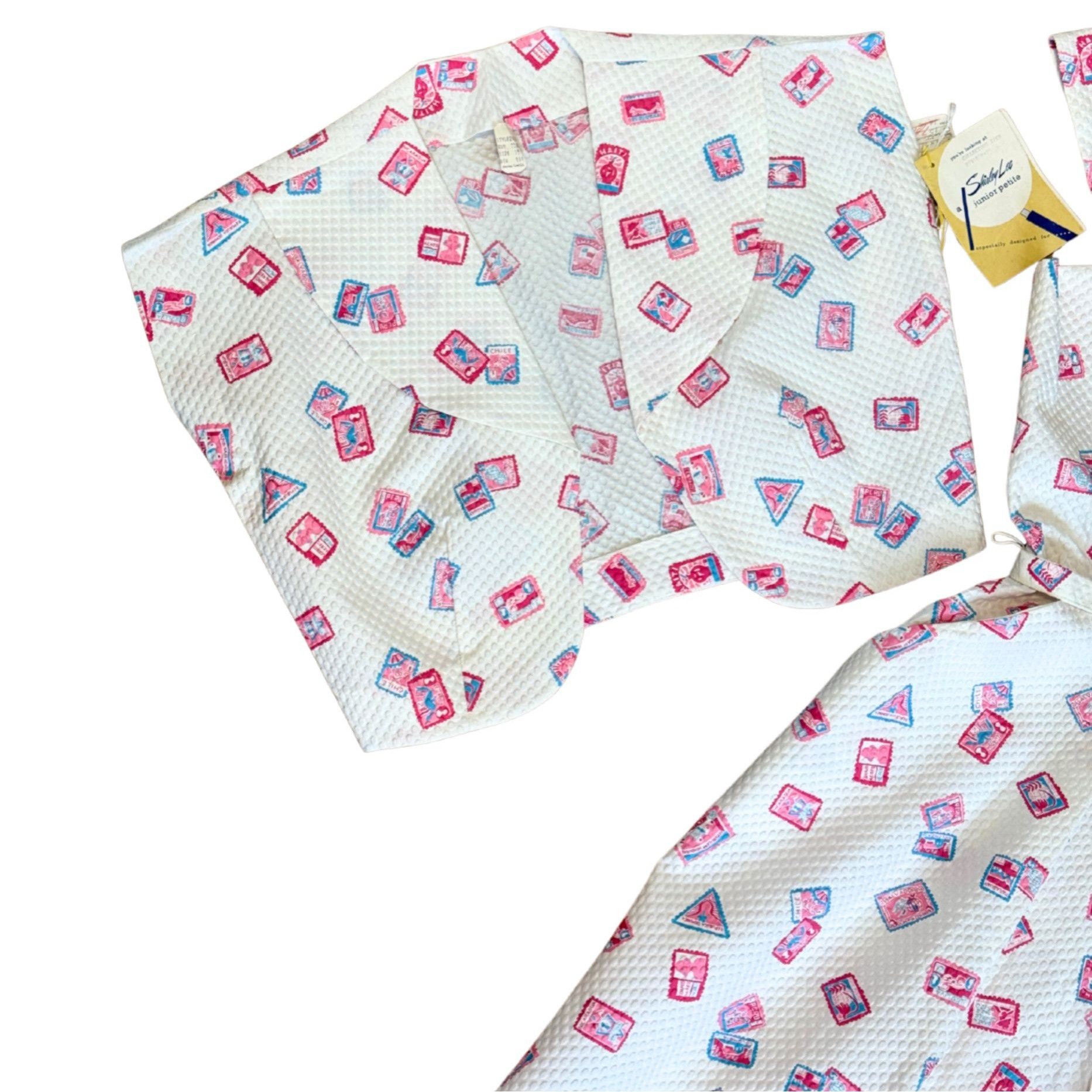 Vintage VINTAGE Shirley Lee Postage Stamp 50s White Textured Dress N Size M / US 6-8 / IT 42-44 - 3 Thumbnail
