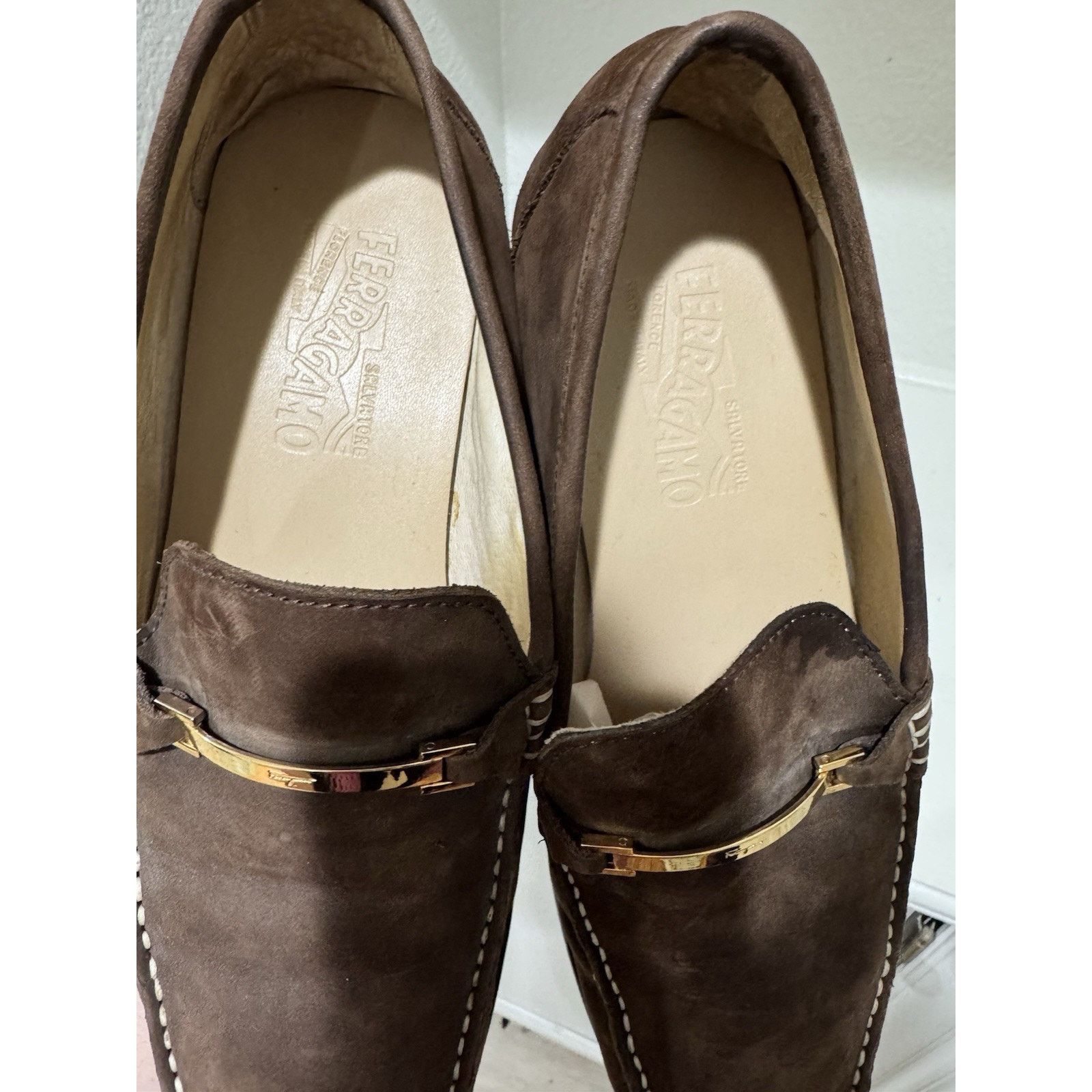 Salvatore Ferragamo Salvatore Ferragamo Mens Brown Suade Slip On Loafer Shoes Size US 9 / EU 42 - 2 Thumbnail