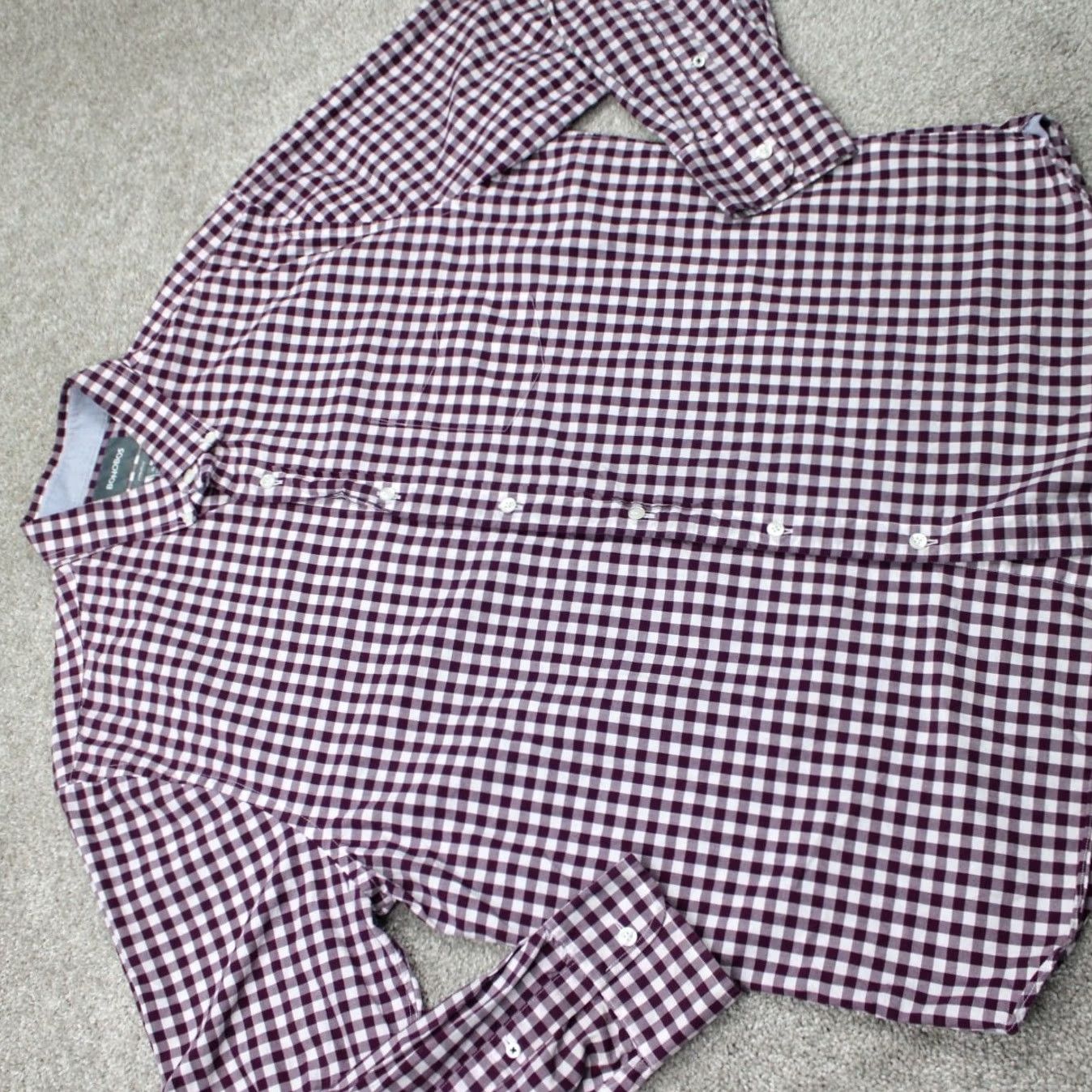 Bonobos Bonobos Shirt Mens XL Red/White Gingham Button-Down Long Sleeve Cotton L/S Standard Fit Regular Mens XL Red White Bonobos Slim Fit Style Shirt Size US XL / EU 56 / 4 - 7 Thumbnail