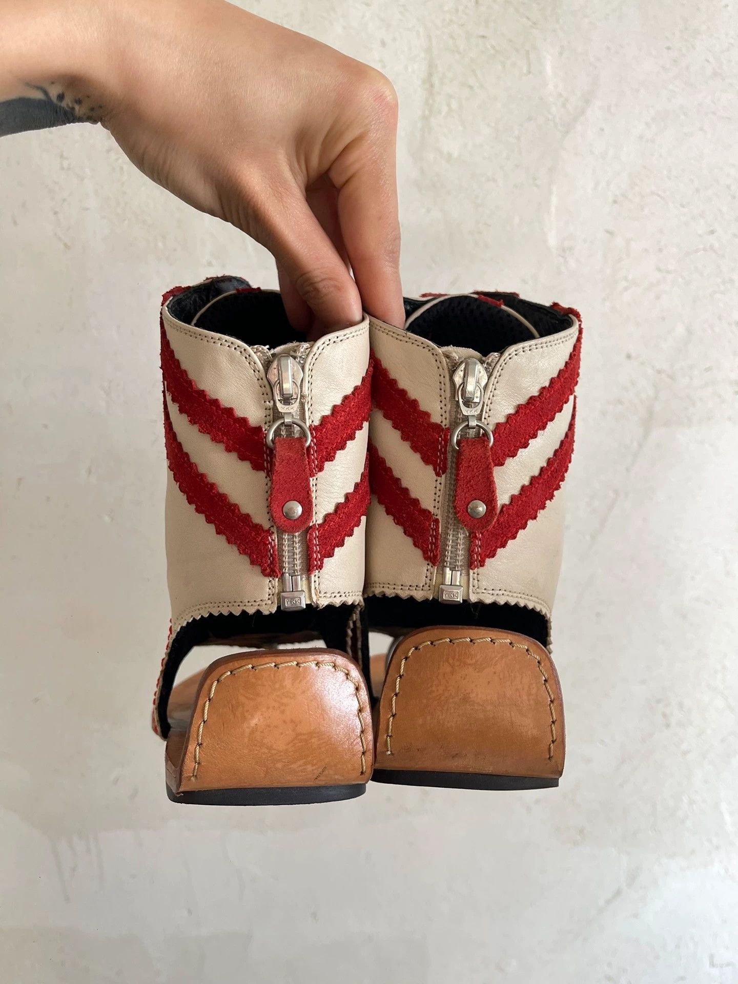 Jean Paul Gaultier JPG 90s Earth Logo Leather Strap High-top Roman Sandal Size US 7.5 / IT 37.5 - 4 Thumbnail