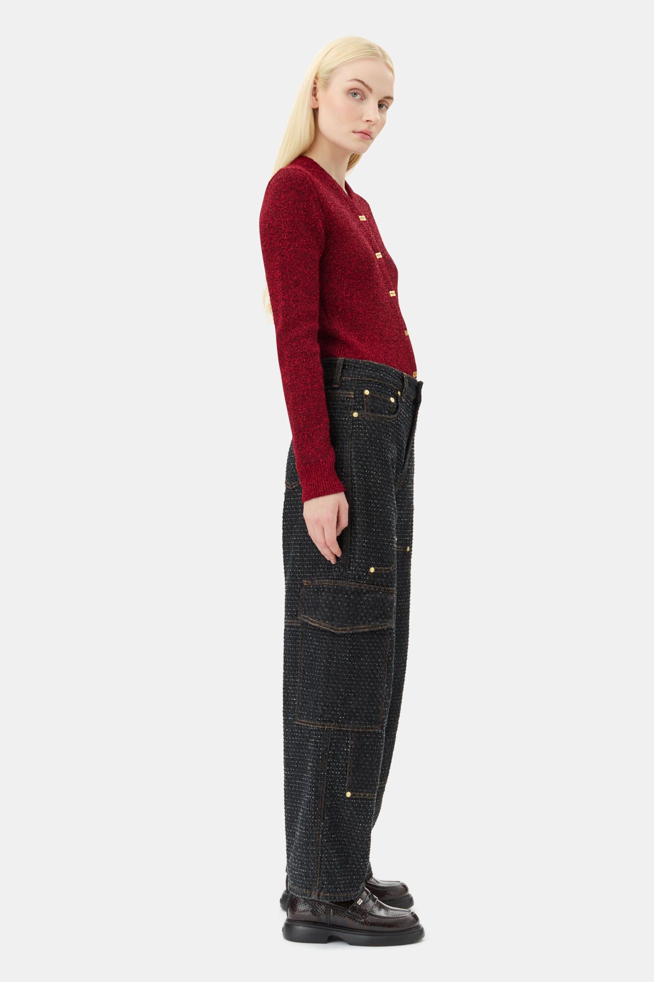 Ganni o1s22i1n0525 Sparkling Cardigan in Red Size M / US 6-8 / IT 42-44 - 4 Thumbnail