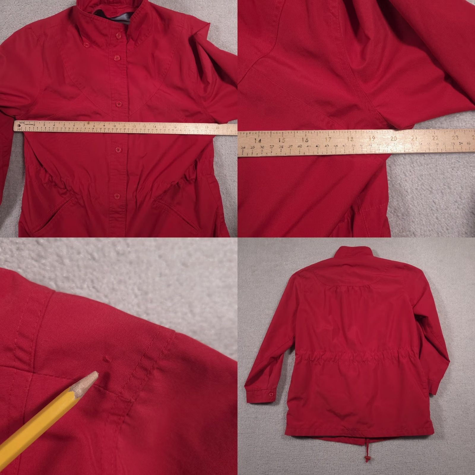 London Fog VINTAGE London Fog Women's Coat Rain Coat Red 12 Regular Waist Cinch Drawstring Hooded Full Zip Pockets Zipper Buttons Elastic Waist Lined Britches? Size XL / US 12-14 / IT 48-50 - 9 Thumbnail