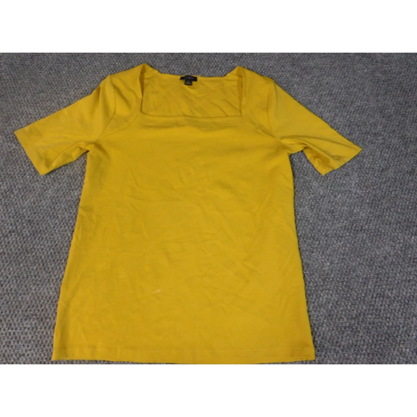 Ann Taylor Ann Taylor Loft Blouse Women M Yellow Round Neck Short Sleeve Pullover Cotton Stretch Casual Regular Clothing Size M / US 6-8 / IT 42-44 - 2 Thumbnail