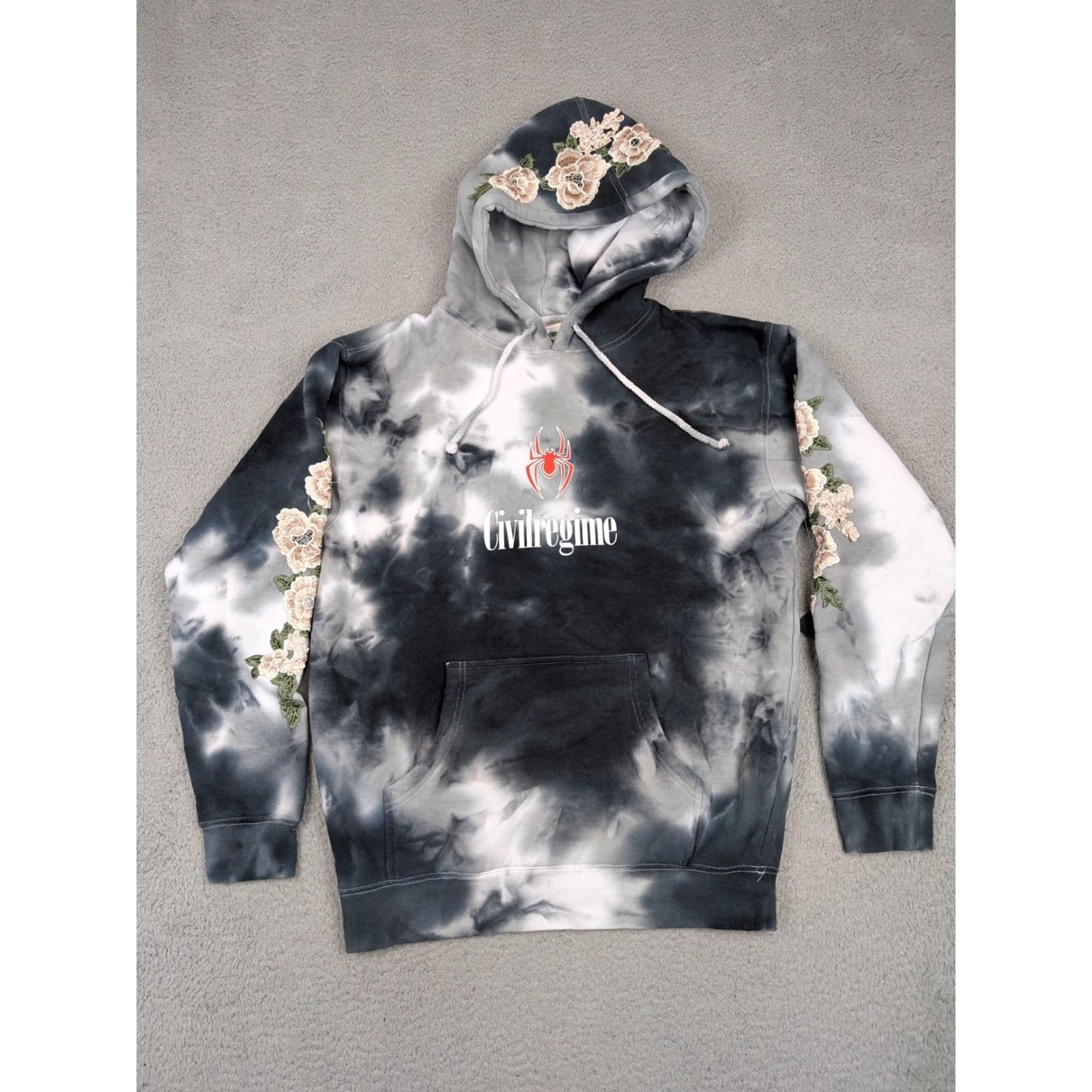 Vintage Marvel Civil Regime Miles Morales Hoodie Mens S Gray Marble Rose Spider New Size US S / EU 44-46 / 1 - 2 Thumbnail