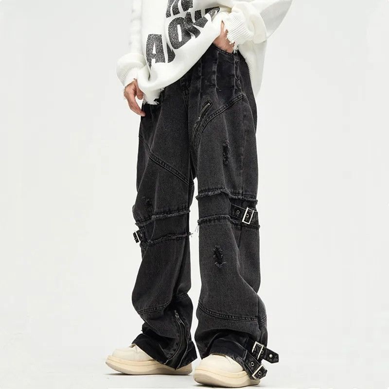 Jean × Vintage Y2K Dirty Grunge Hip Hop Distressed Jeans Size US 34 / EU 50 - 4 Thumbnail