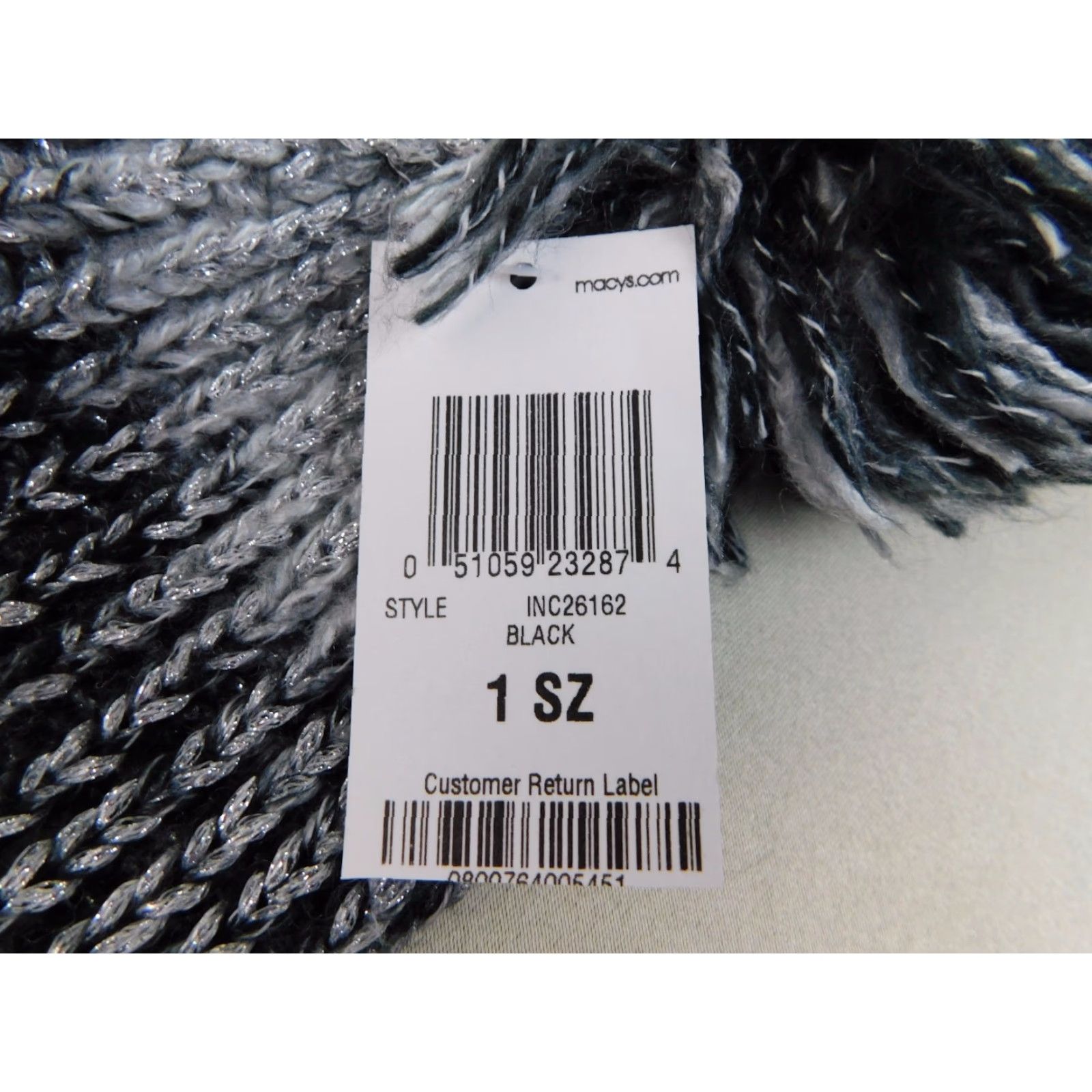 Incu INC Beanie Hat Women One Size Winter Pom Pom Knit Black Silver Metallic Spacedye Knit INC26162 Mens? Womens? Size ONE SIZE - 6 Thumbnail