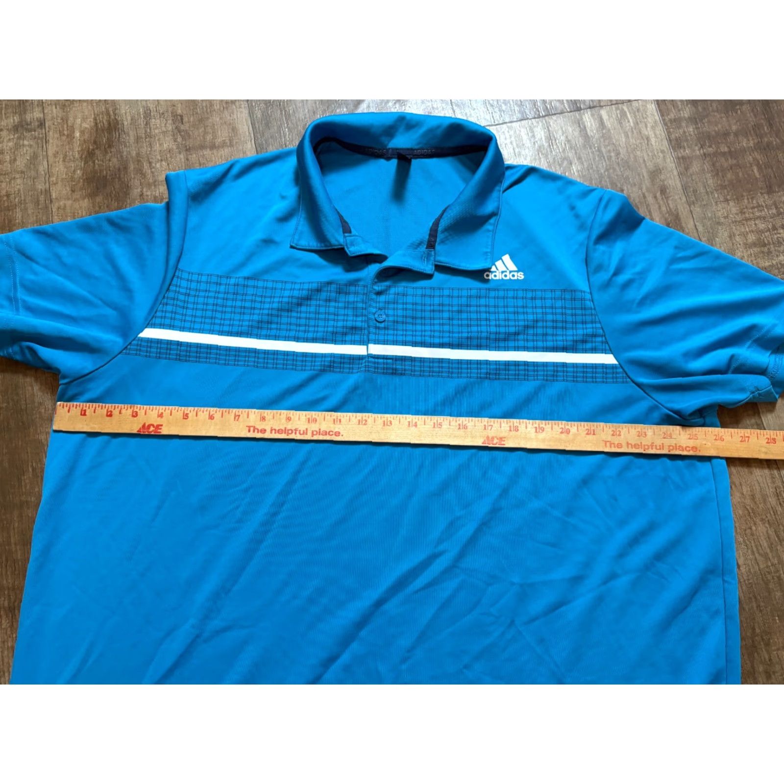 Adidas Adidas Polo Shirt Mens 2XL Blue Short Sleeve Lightweight Collared Checkered Golf Shirt Mens Size US XXL / EU 58 / 5 - 3 Thumbnail