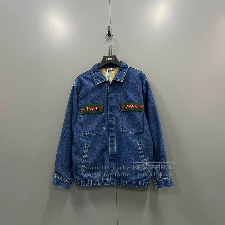 Gucci Gucci Striped metal buckle denim jacket Size US S / EU 44-46 / 1 - 1 Thumbnail