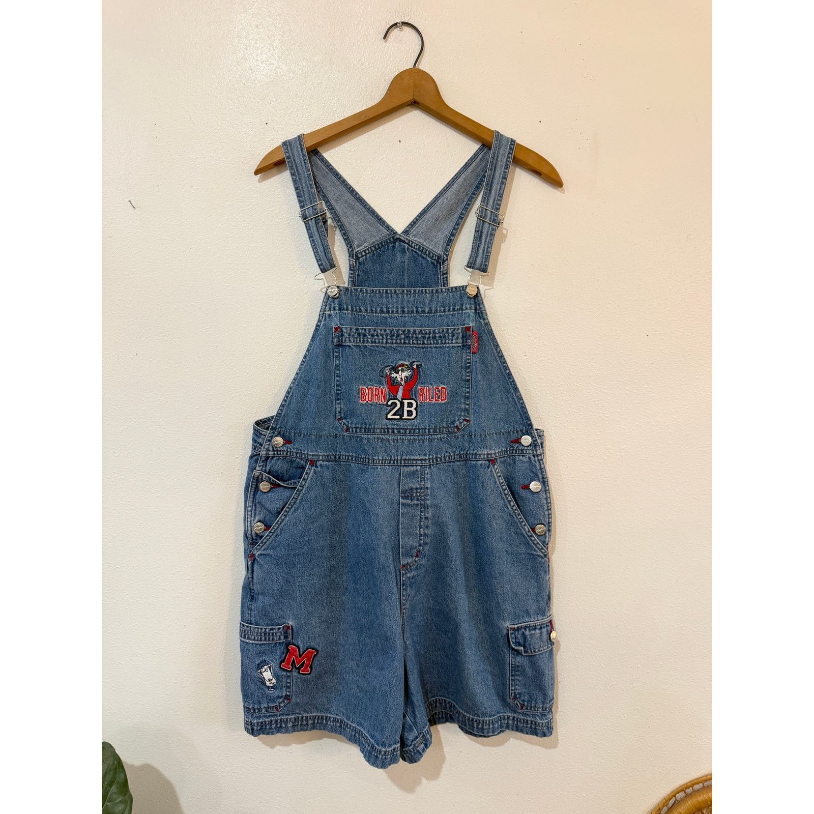 Other 90s Y2K Maxine Embroidered Shortalls Size 36" / US 14 / IT 50 - 2 Thumbnail