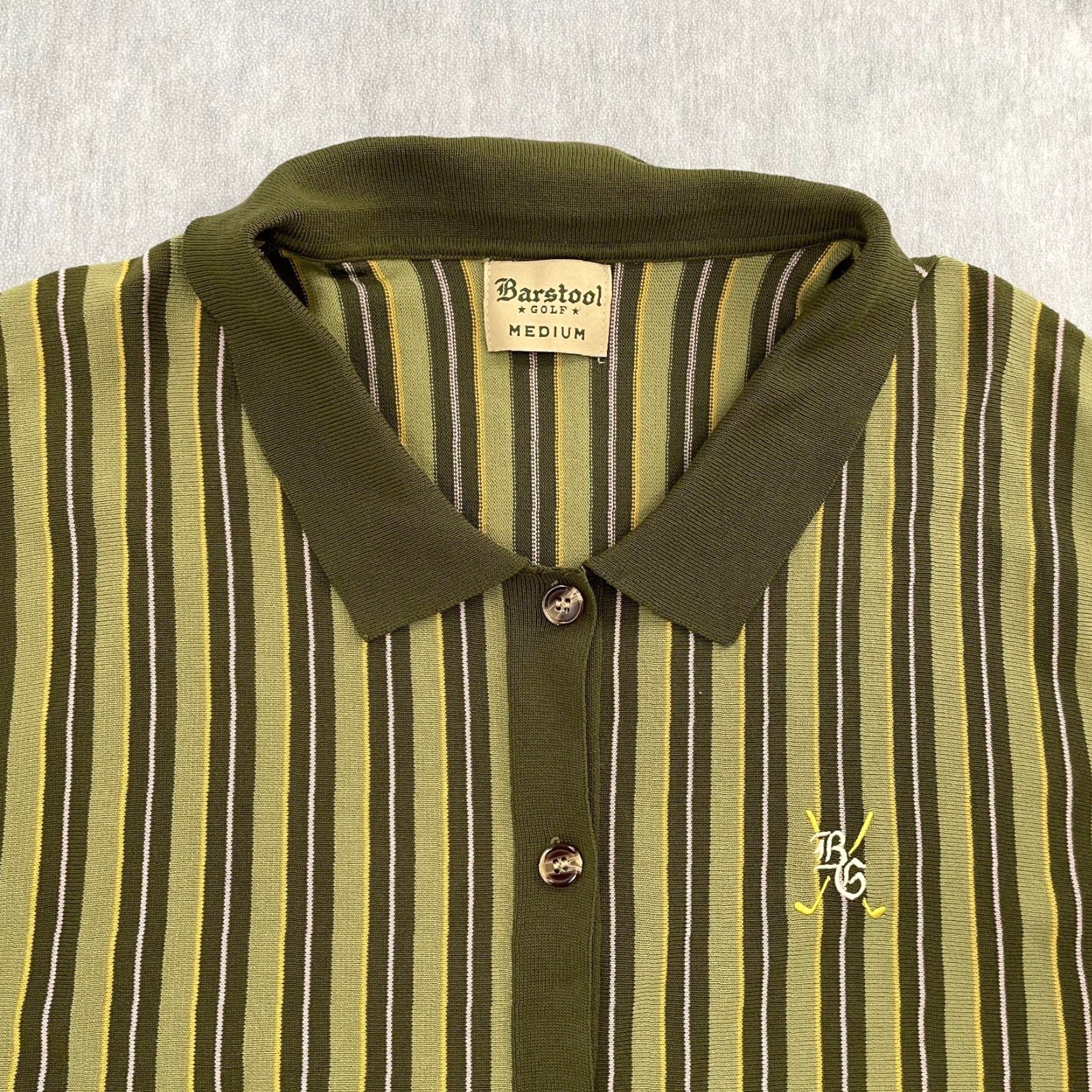 Logo 7 Barstool Golf Sweater Men M Green Stripe Button Up Long Sleeve Logo Cardigan Barstool Golf M Green Stripe Sweater Size US M / EU 48-50 / 2 - 3 Thumbnail