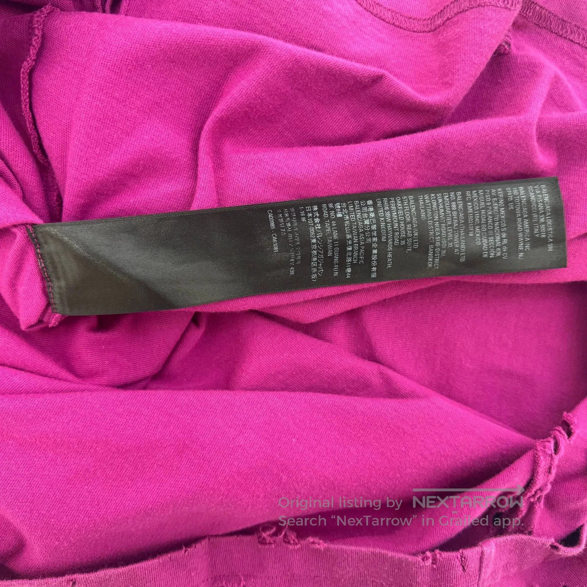 Japanese Brand Balenciaga Distressed Hole Sleeve Tee. Size US L / EU 52-54 / 3 - 8 Thumbnail