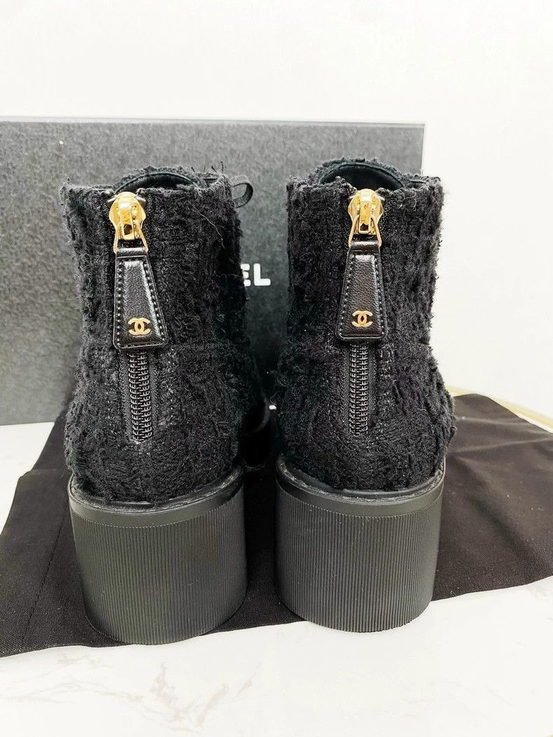 Chanel New Chanel Pearl Wool Ankle Boots -2505 Size US 7 / IT 37 - 4 Thumbnail