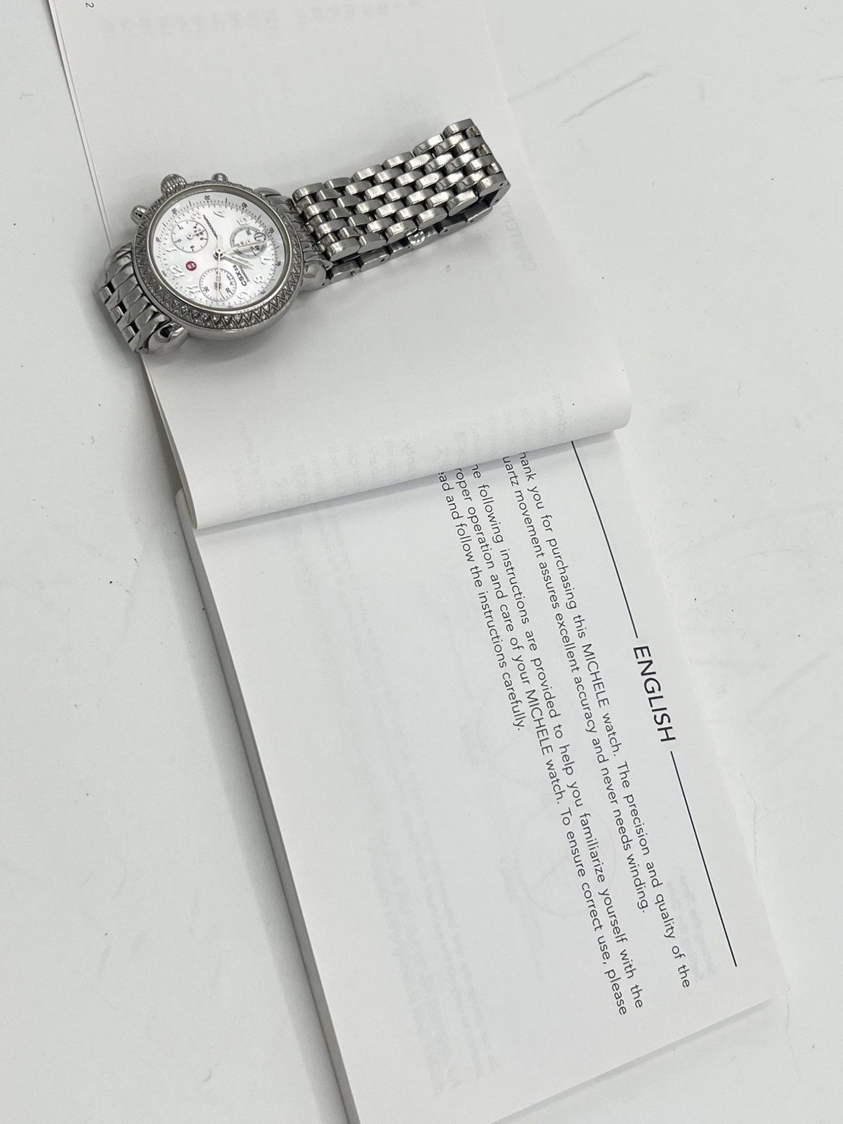 Michele MW03M01A1025 Womens CSX33 Diamond Bezel Chronograph