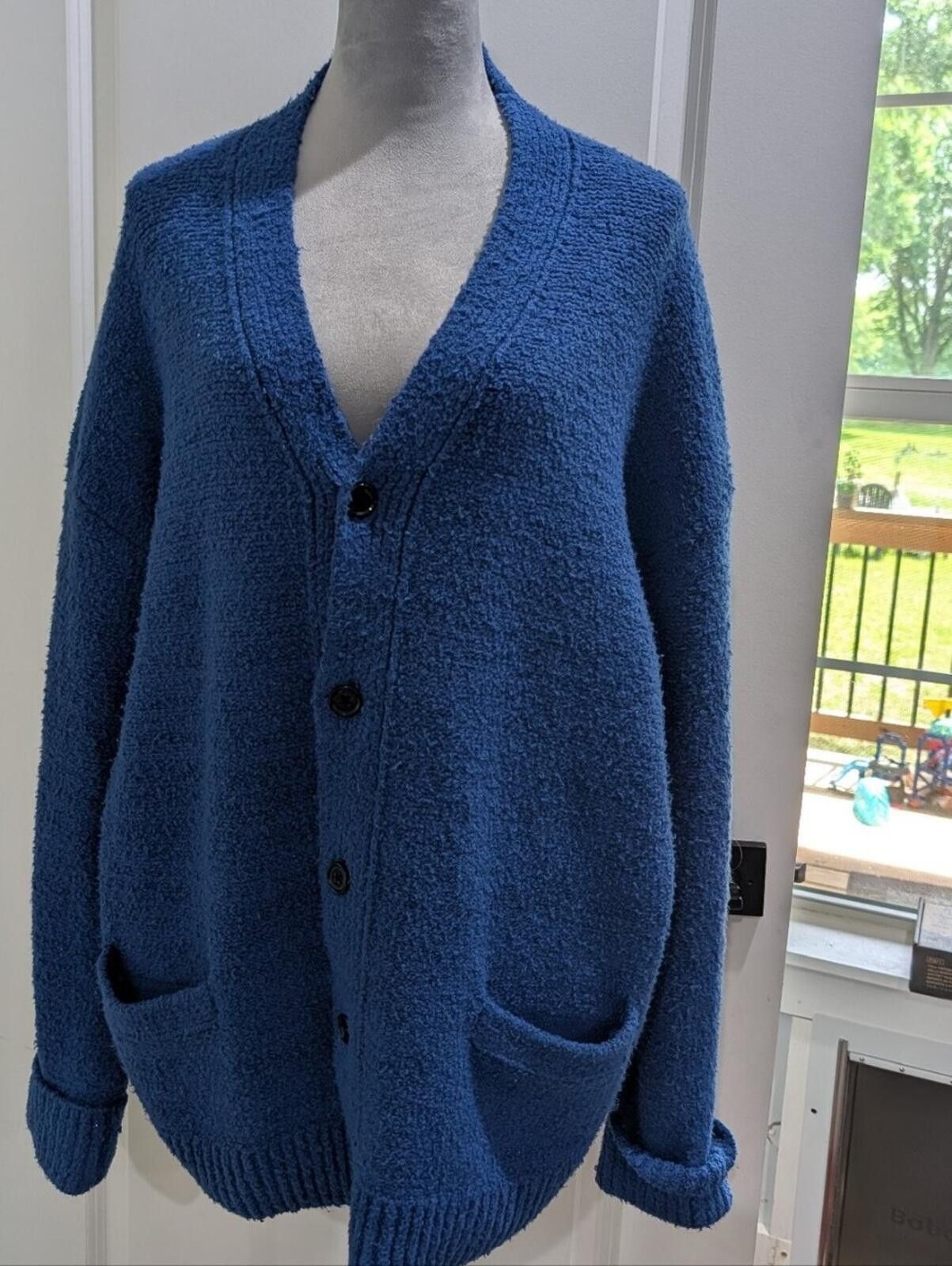 Abercrombie & Fitch Abercrombie & Fitch Blue Oversized Cardigan Size L / US 10 / IT 46 - 2 Thumbnail