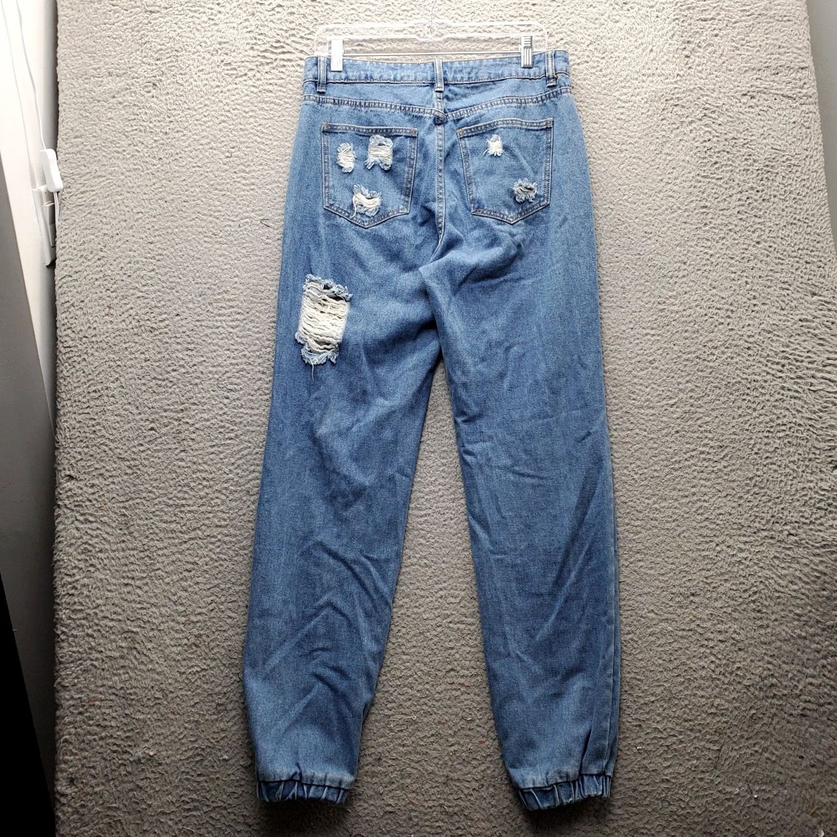 Vintage American Bazi Womens Jeans Blue Distressed High Rise Tapered Leg Boyfriend Size L Size 36" / US 14 / IT 50 - 2 Thumbnail