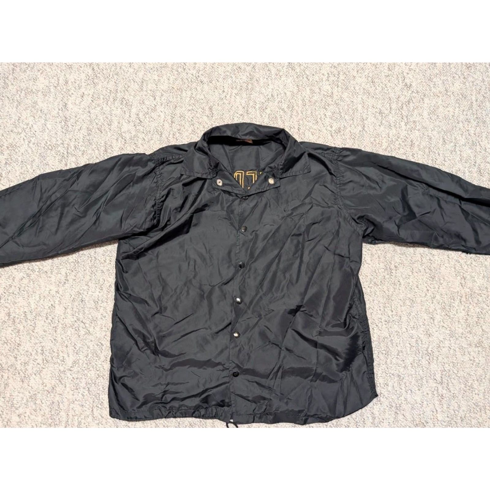 Wilson VINTAGE Wilson Jacket Mens L Black Nylon Bomber Snap Front Leather Outer Shell Windbreaker USA Made 1960s Decade 60s Size US L / EU 52-54 / 3 - 5 Thumbnail