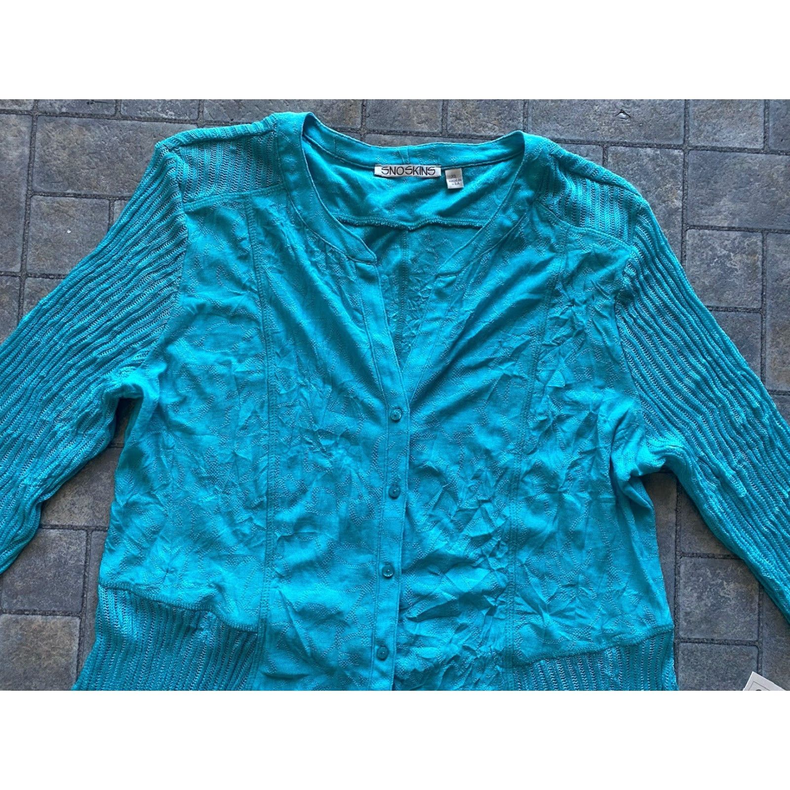 Vintage Sno Skins Cardigan Women NWT XL Turquoise Blue Made In USA Size XL / US 12-14 / IT 48-50 - 7 Thumbnail