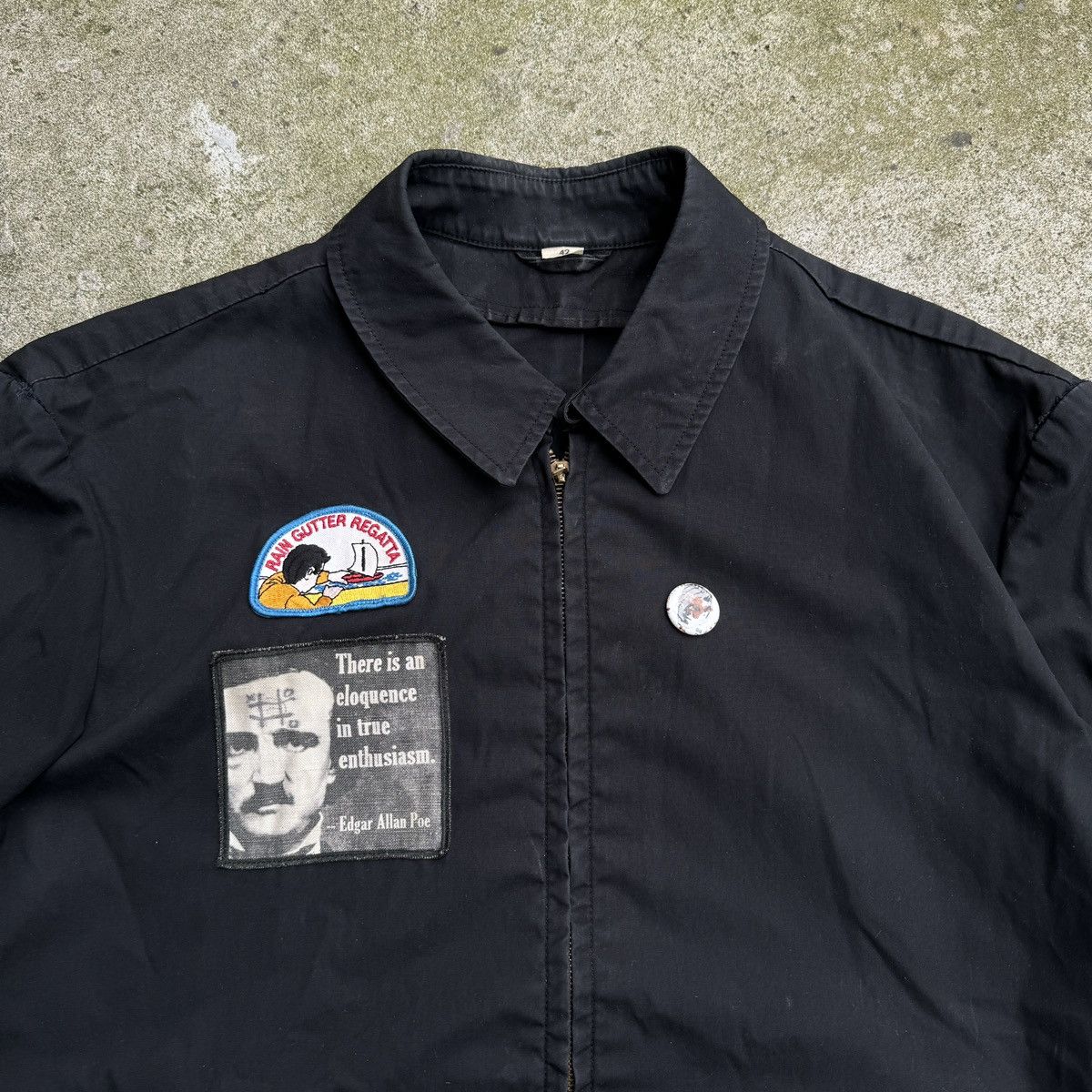Vintage 80s Faded Zip Up Work Jacket Thrashed Grunge ERD Size US L / EU 52-54 / 3 - 4 Thumbnail