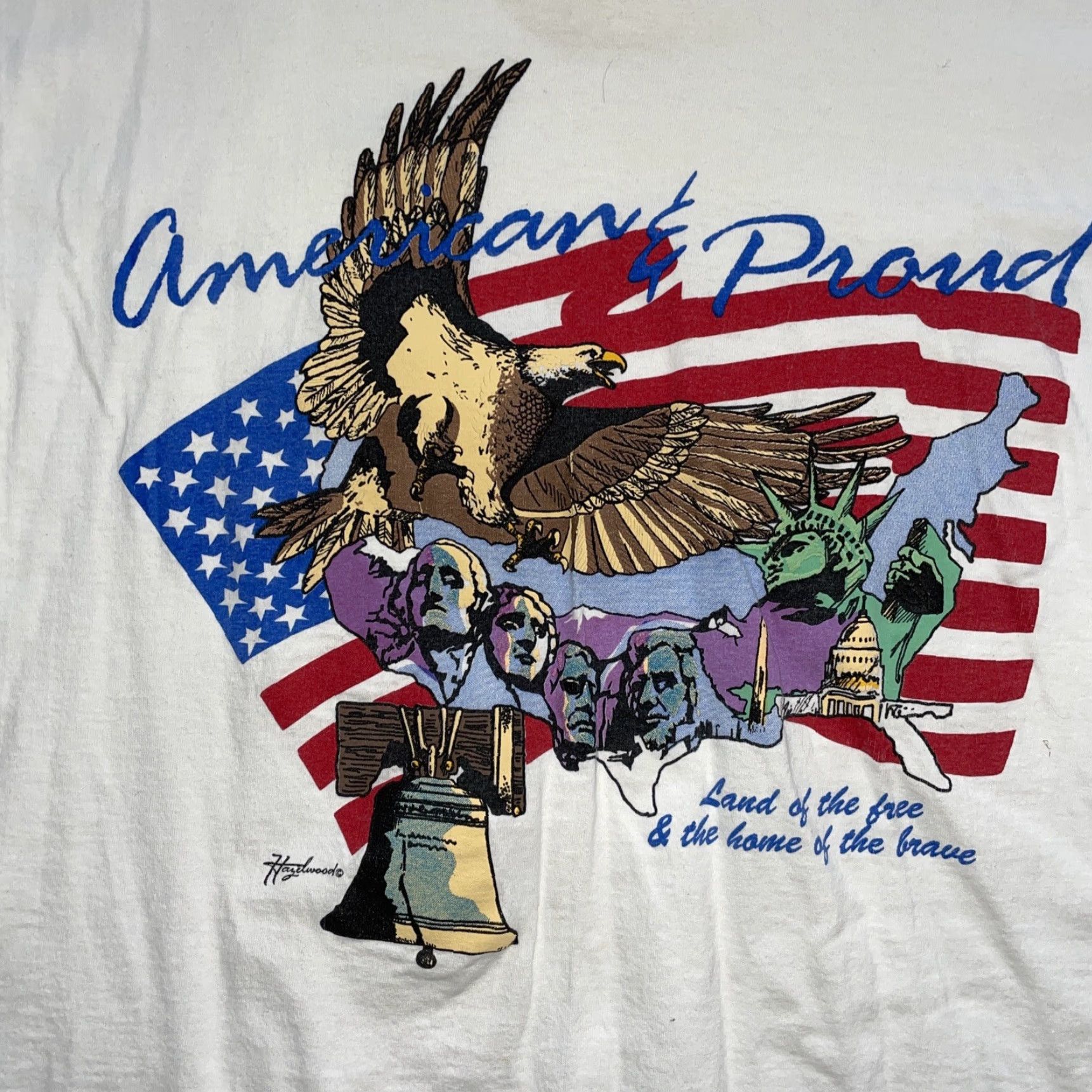Elwood VTG Hazelwood SINGLE STITCH T-Shirt Mens L White American And Proud President Mens L Size US L / EU 52-54 / 3 - 2 Thumbnail