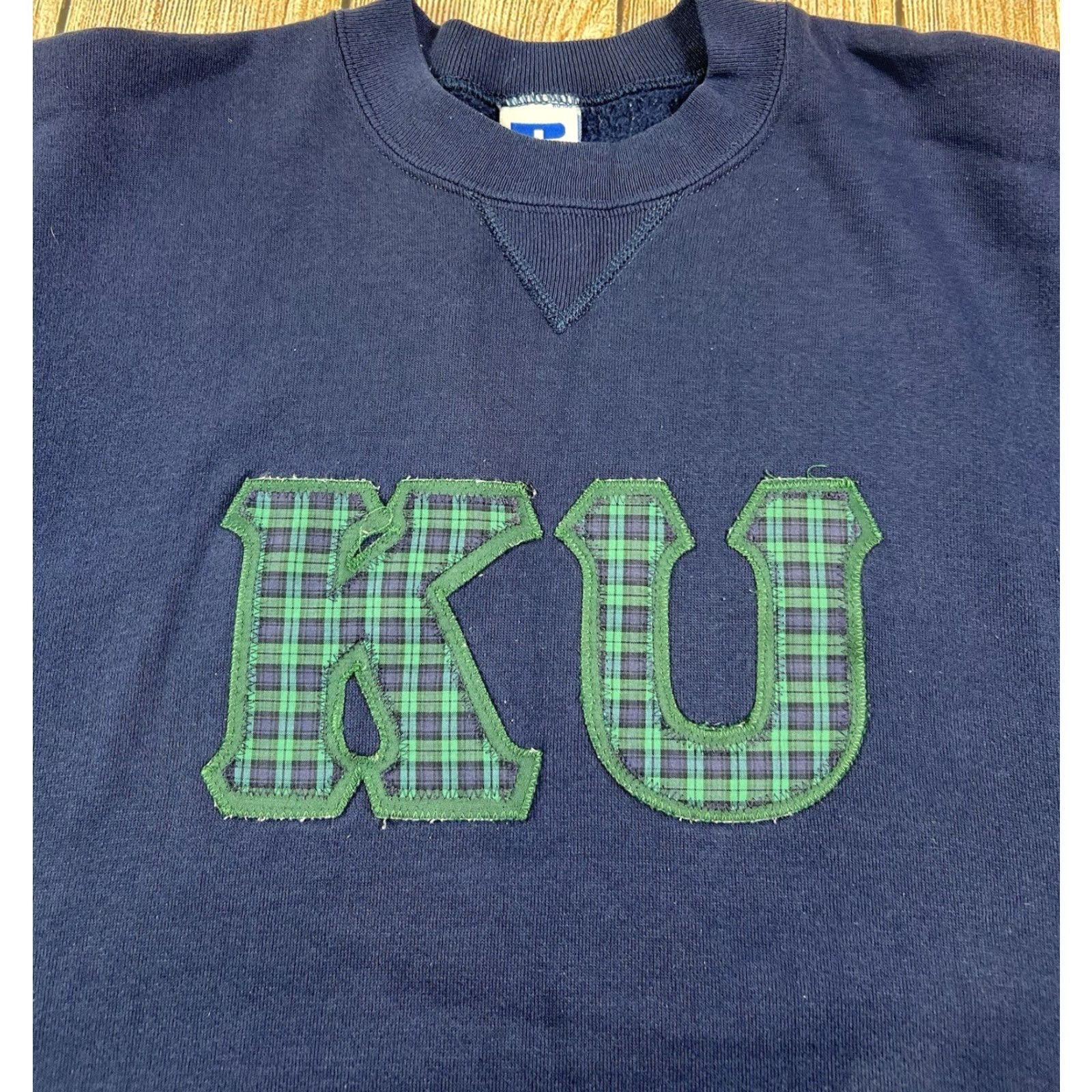 Russell Athletic VINTAGE Russell Athletic Sweatshirt Crewneck KU Kansas University Plaid Letters Blue M Mens Pullover All Seasons Size US M / EU 48-50 / 2 - 2 Thumbnail