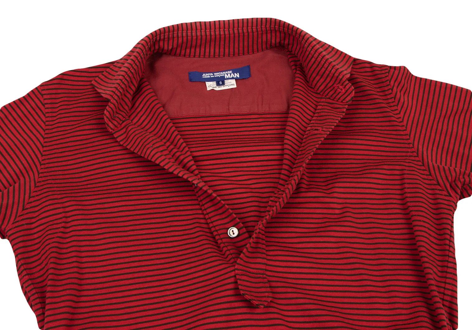 Junya Watanabe Elbow Patch Stripe Polo Shirt in Red and Black, Size S Size US S / EU 44-46 / 1 - 5 Thumbnail