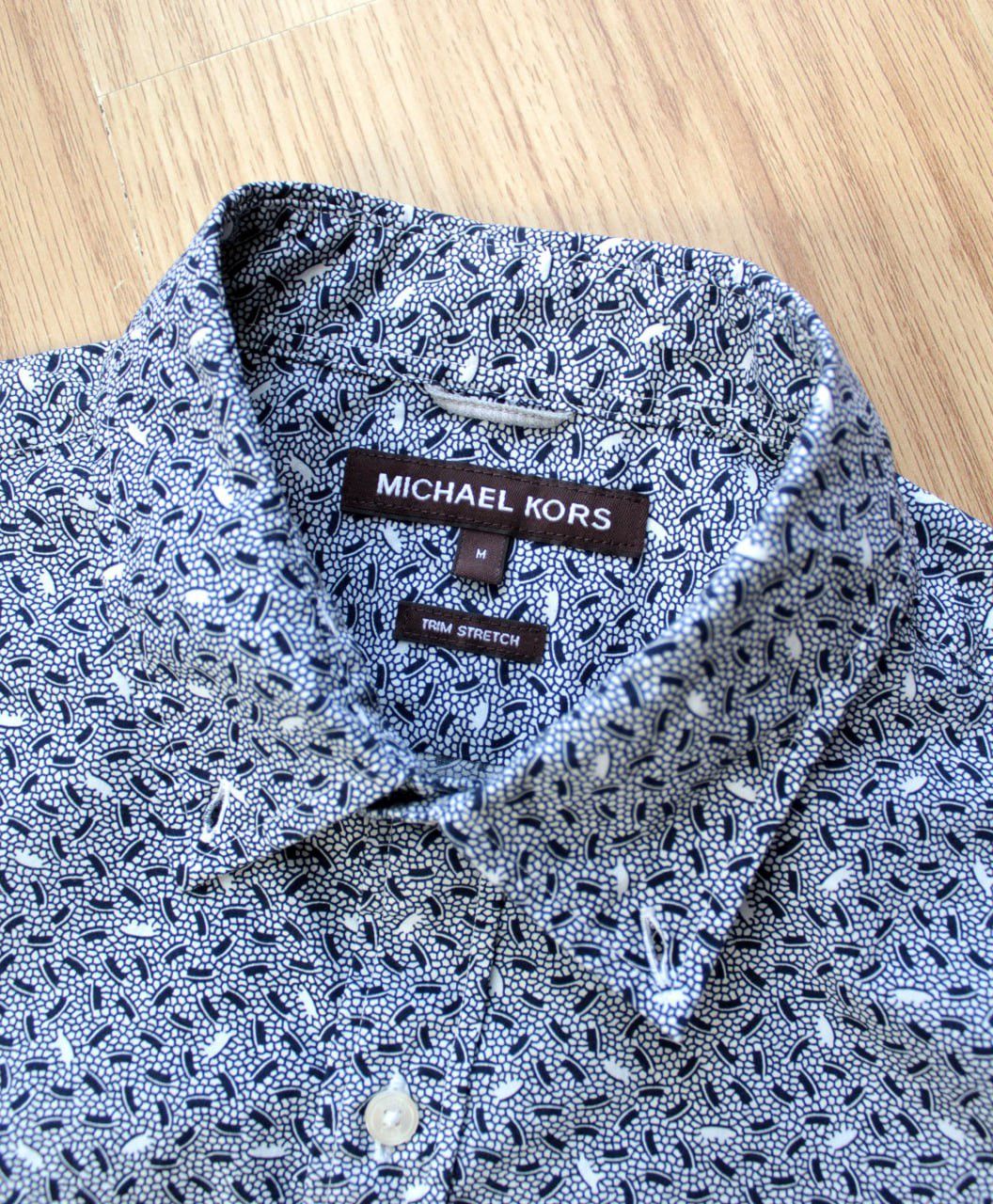 Michael Kors 🔥 Michael Kors Trim Stretch Cotton Short Sleeve Button Shirt Size US M / EU 48-50 / 2 - 3 Thumbnail